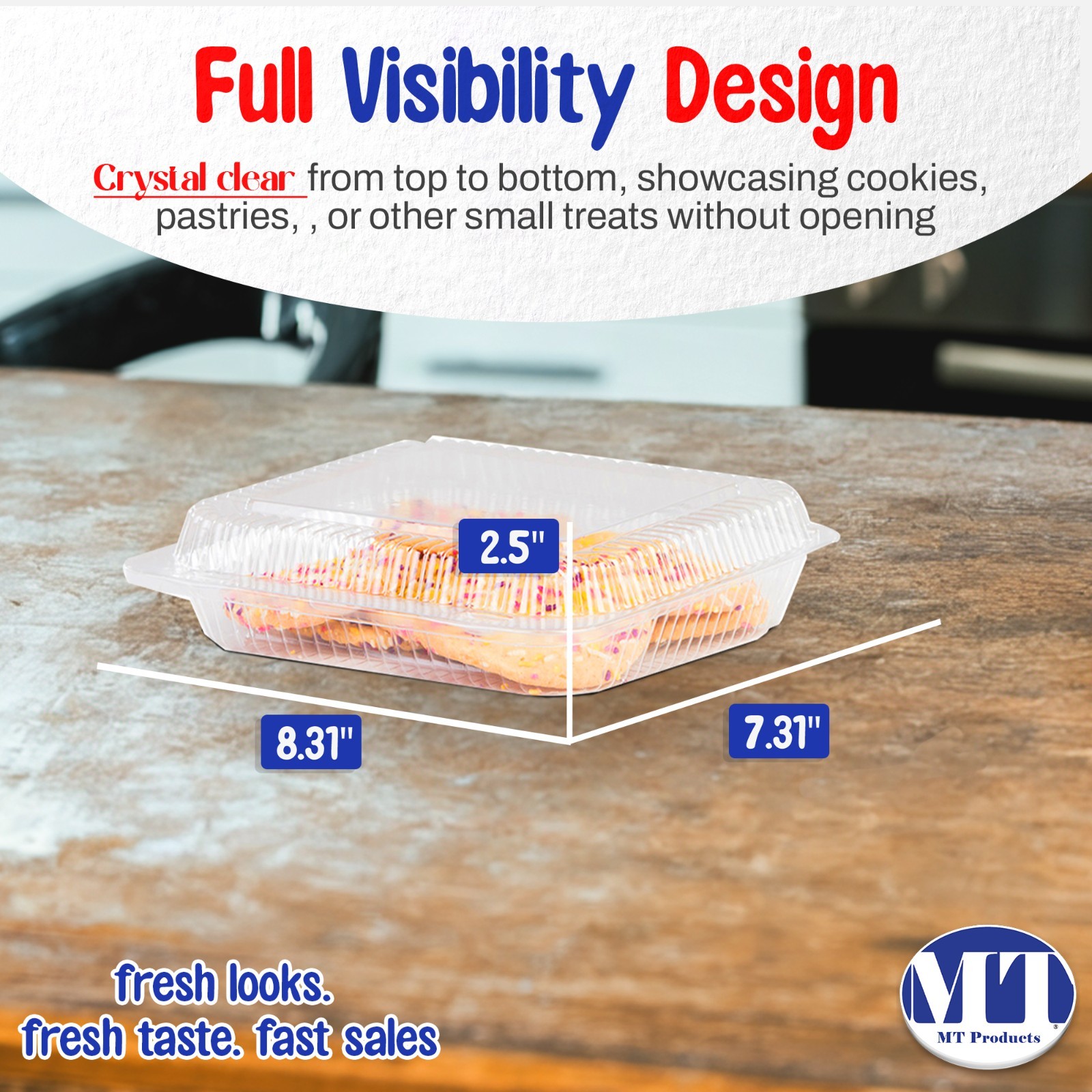 MT Products Clear Clamshell Take Out Containers with Hinged Lid – Pack of 40