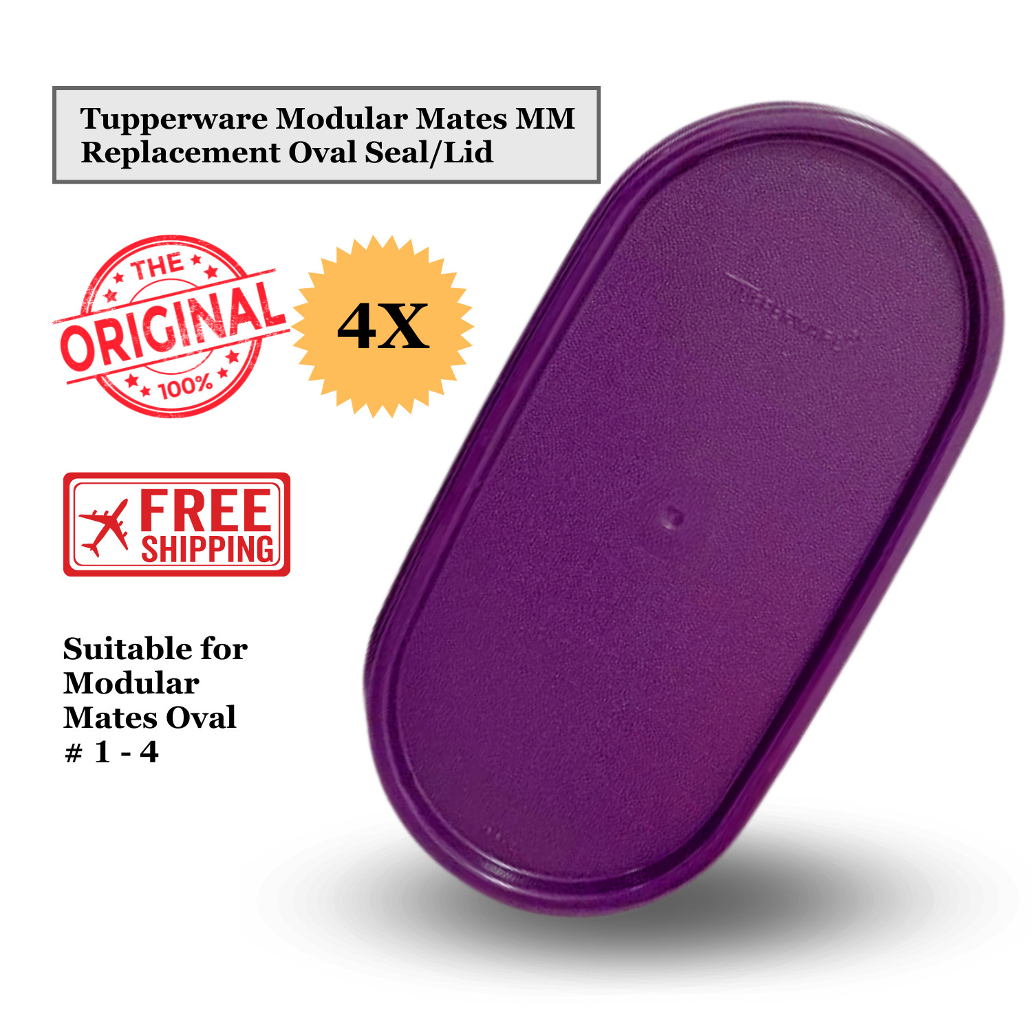 NEW Original Oval Tupperware Modular Mates #1616 Replacement Seal/Lid Set of 4