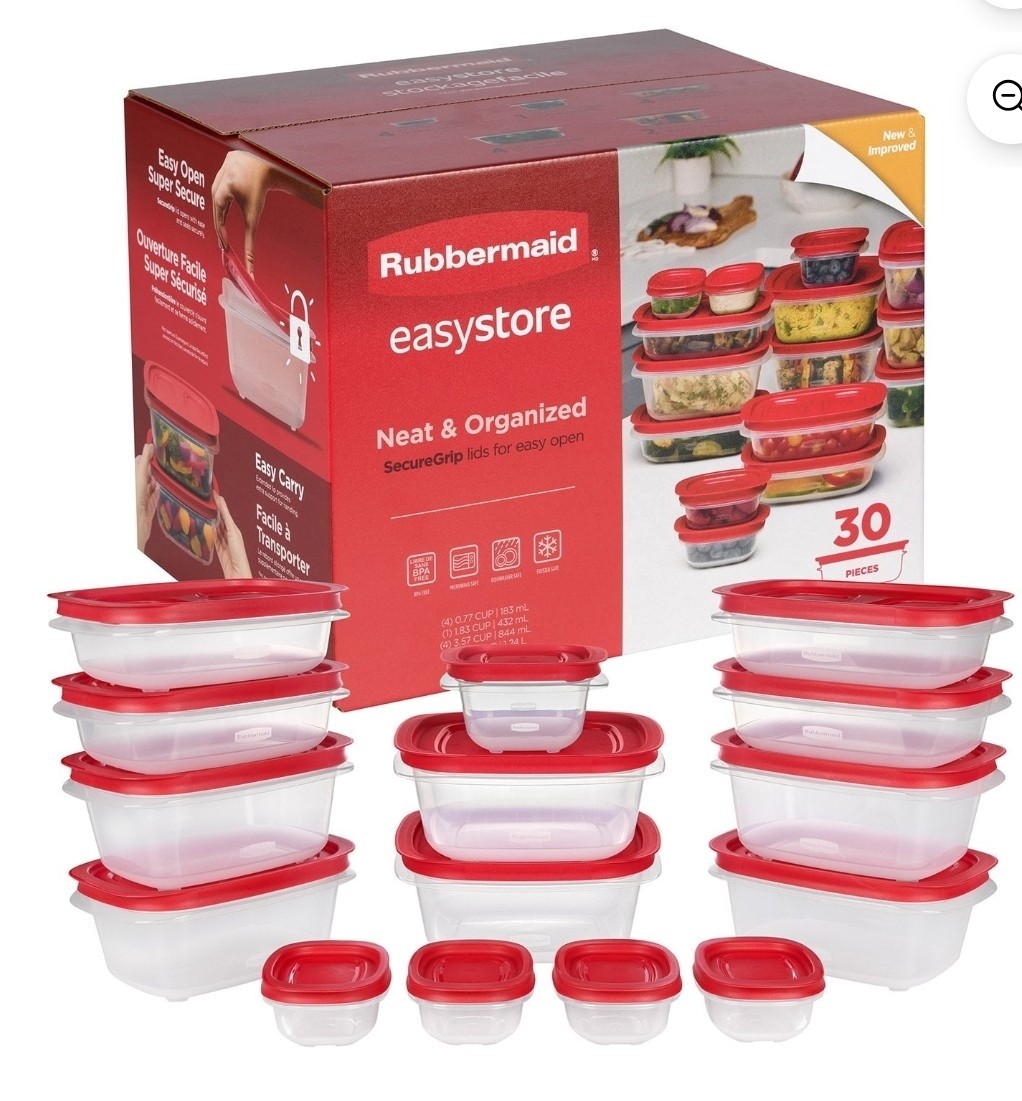 Rubbermaid EasyStore Containers with Lids, 30-Piece Set