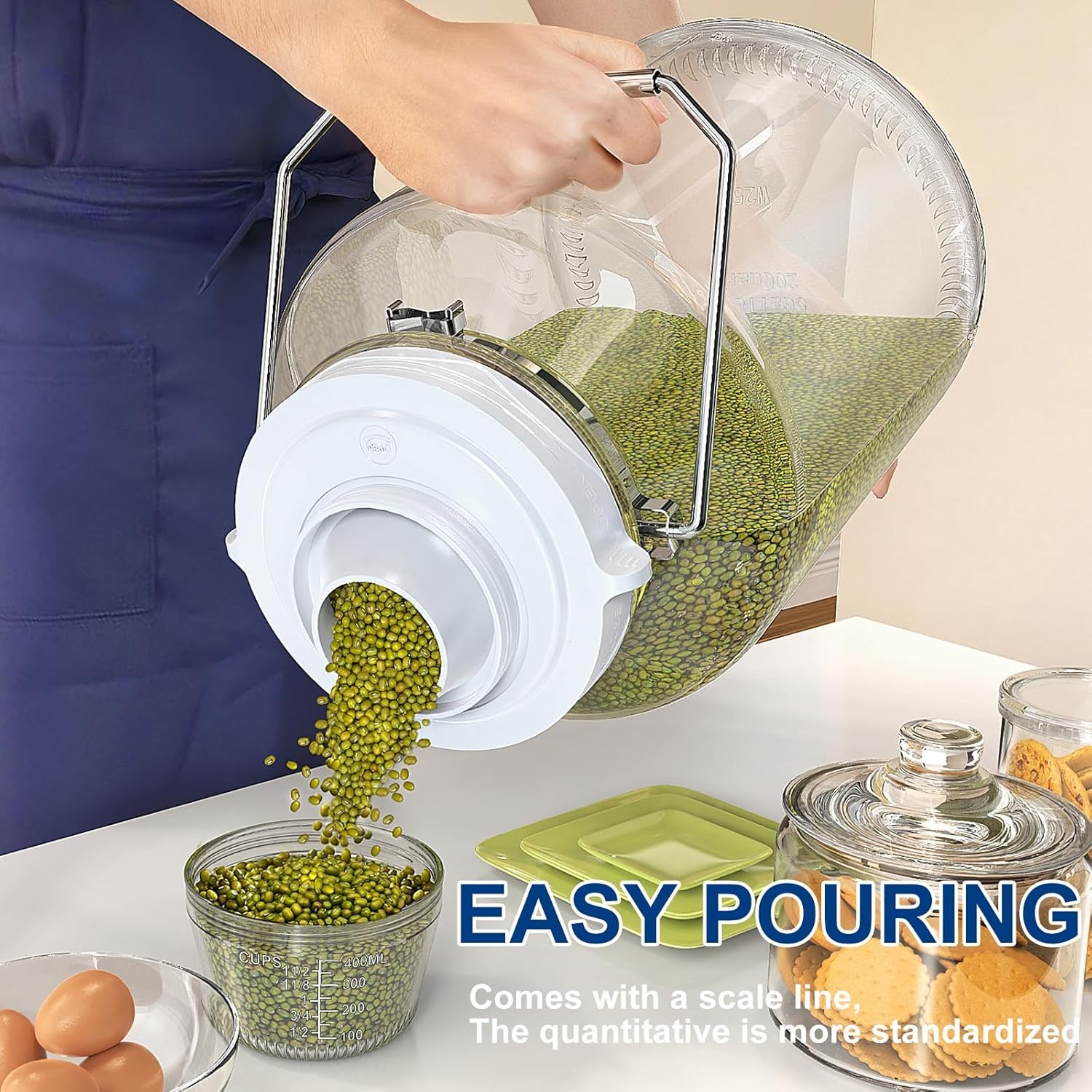 5 Gallon Air Tight Glass Storage Jars, 6.4inch Wide Mouth Canister with