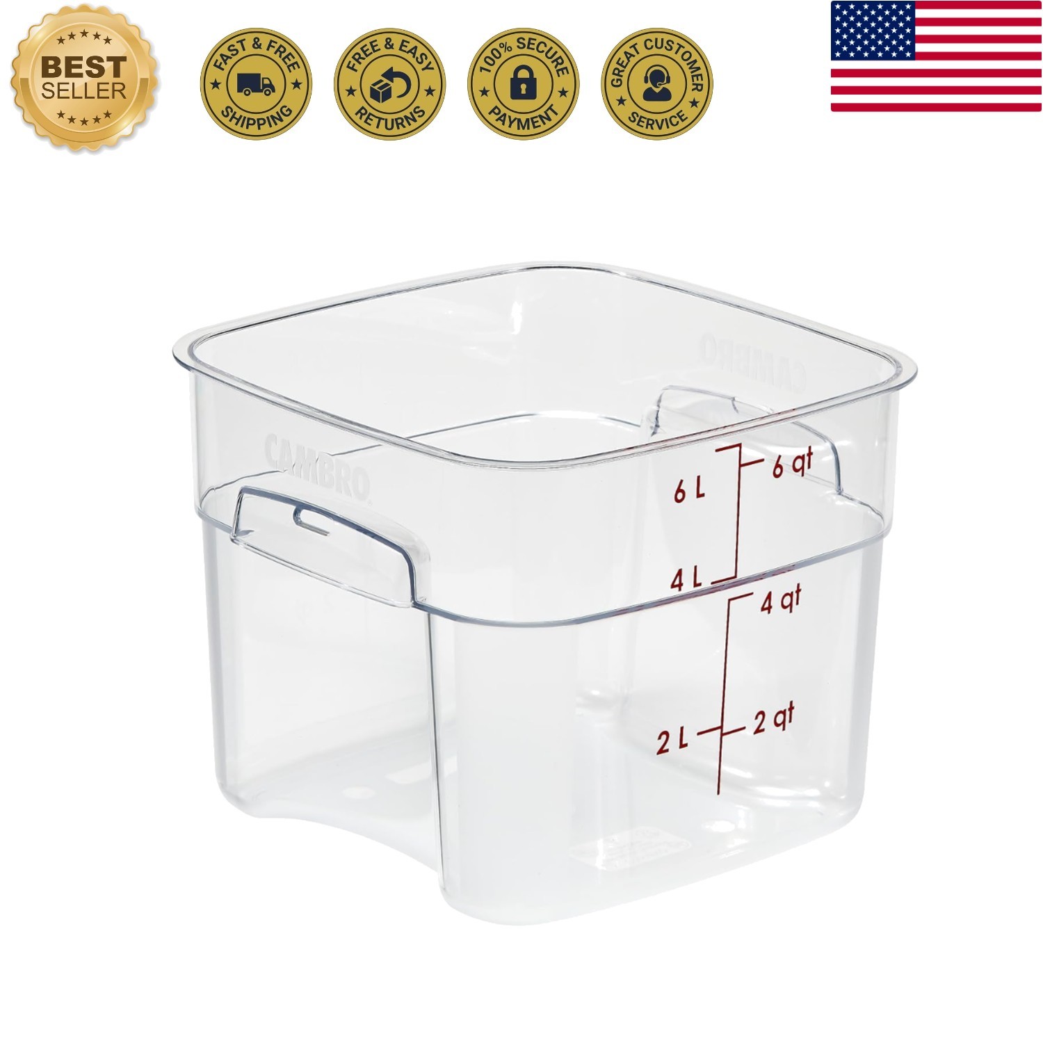 FreshPro 6Qt Food Storage Container in Clear for Industrial and Kitchen Use, …