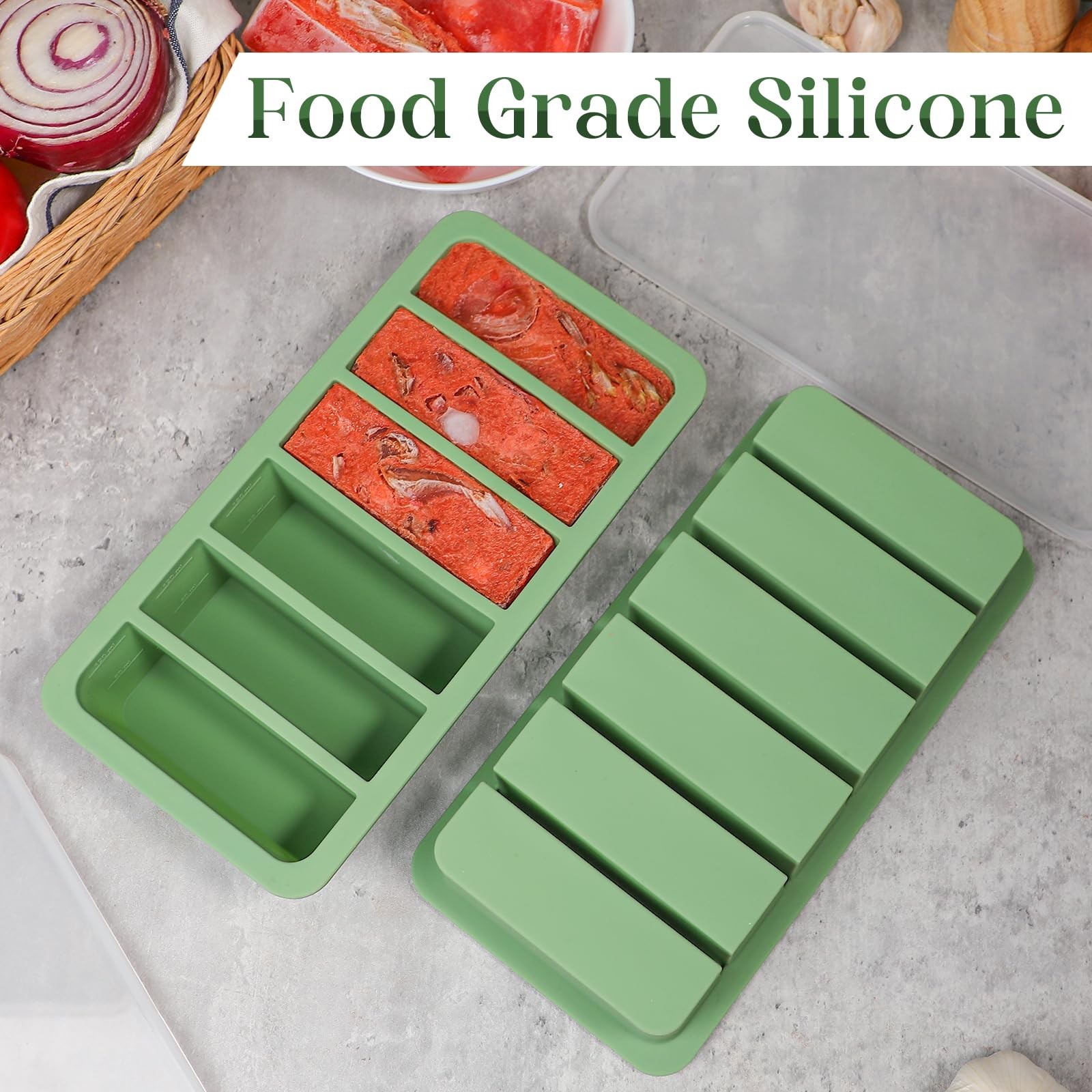 2 Set Silicone Freezer Trays with Lids 1/2 Cup Soup Molds Microwave Safe