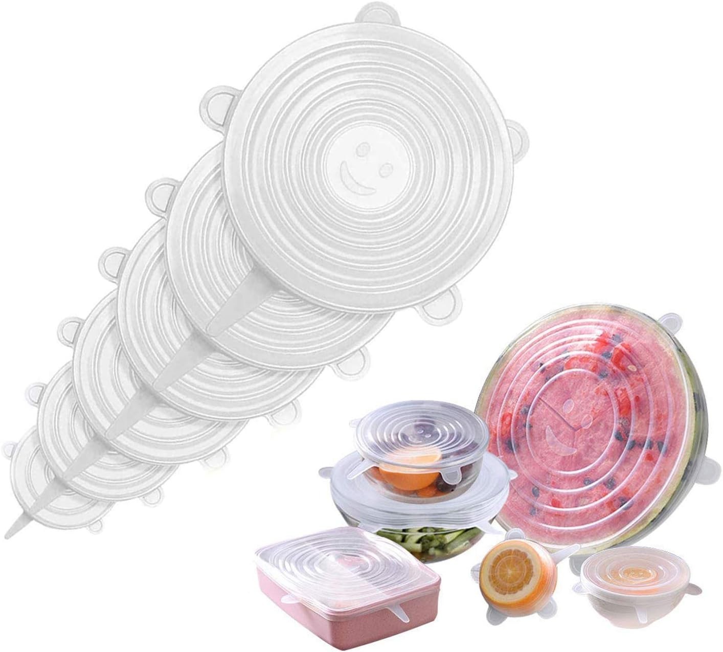 Space Efficient Silicone Stretch Lids – 6 Pack for Eco-Friendly Food Storage