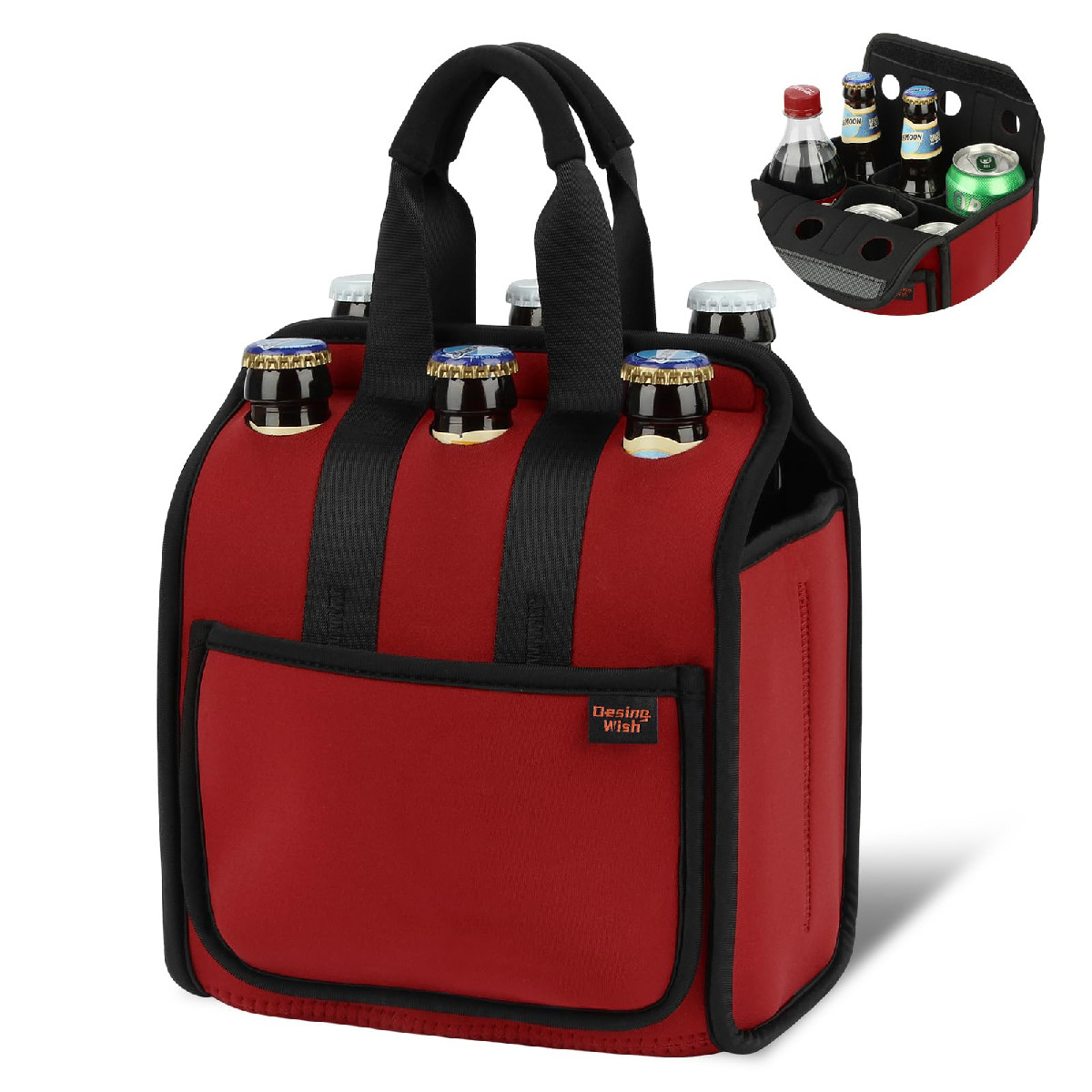 Desing Wish Portable Drinks Tote Bag For 6 Pcs Beverage Cans/Bottles Neoprene