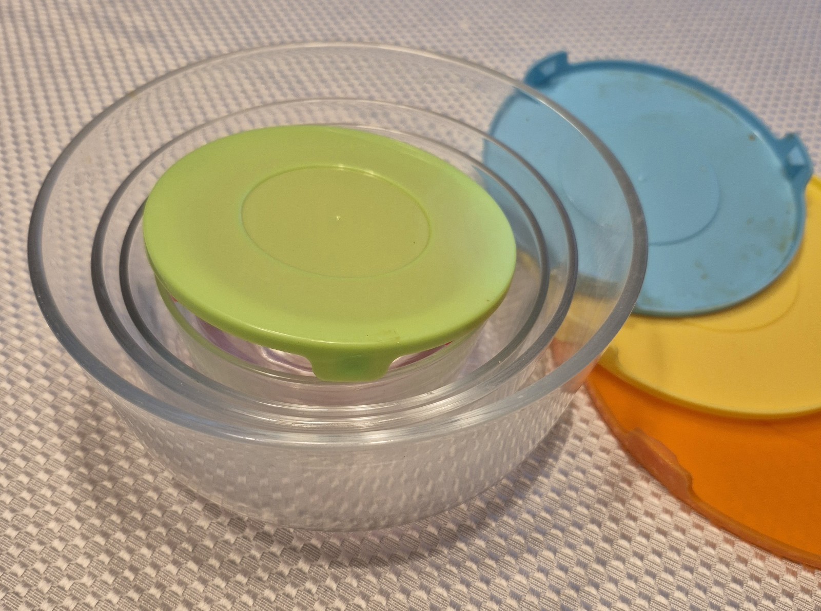 10-Pc Heavy Nesting Glass Food Storage Bowls Containers Multicolor Snap Lids