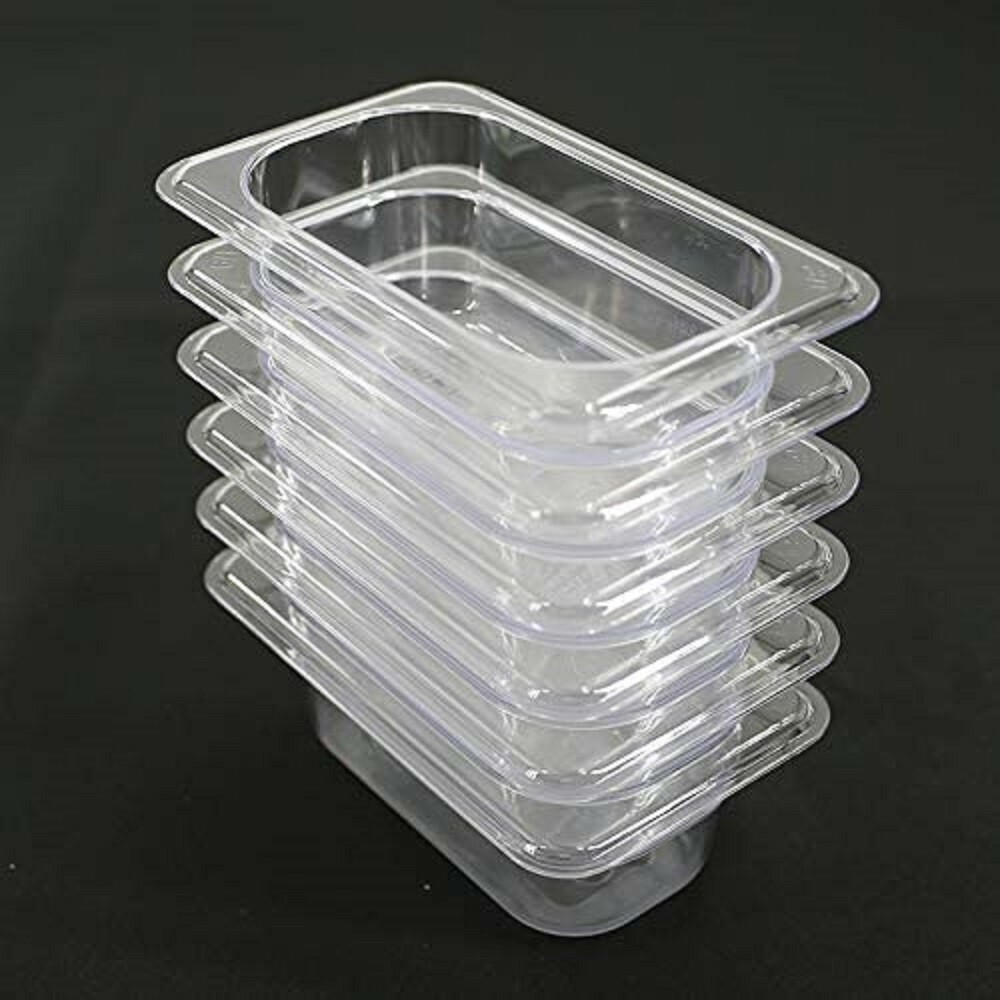 Hakka 6 Pack 1/9 Size Food Pan 2.5″ Deep Clear Polycarbonate Storage Container