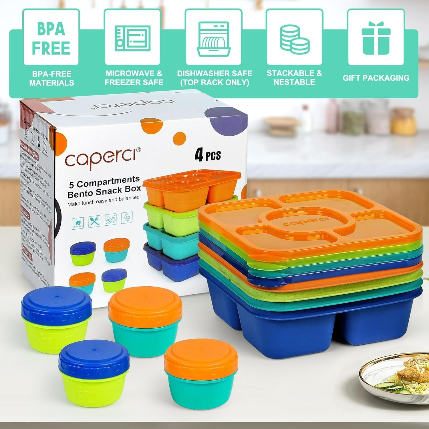 Caperci Original Lunchable Snack Containers for Kids & Adults – Jewel Brights