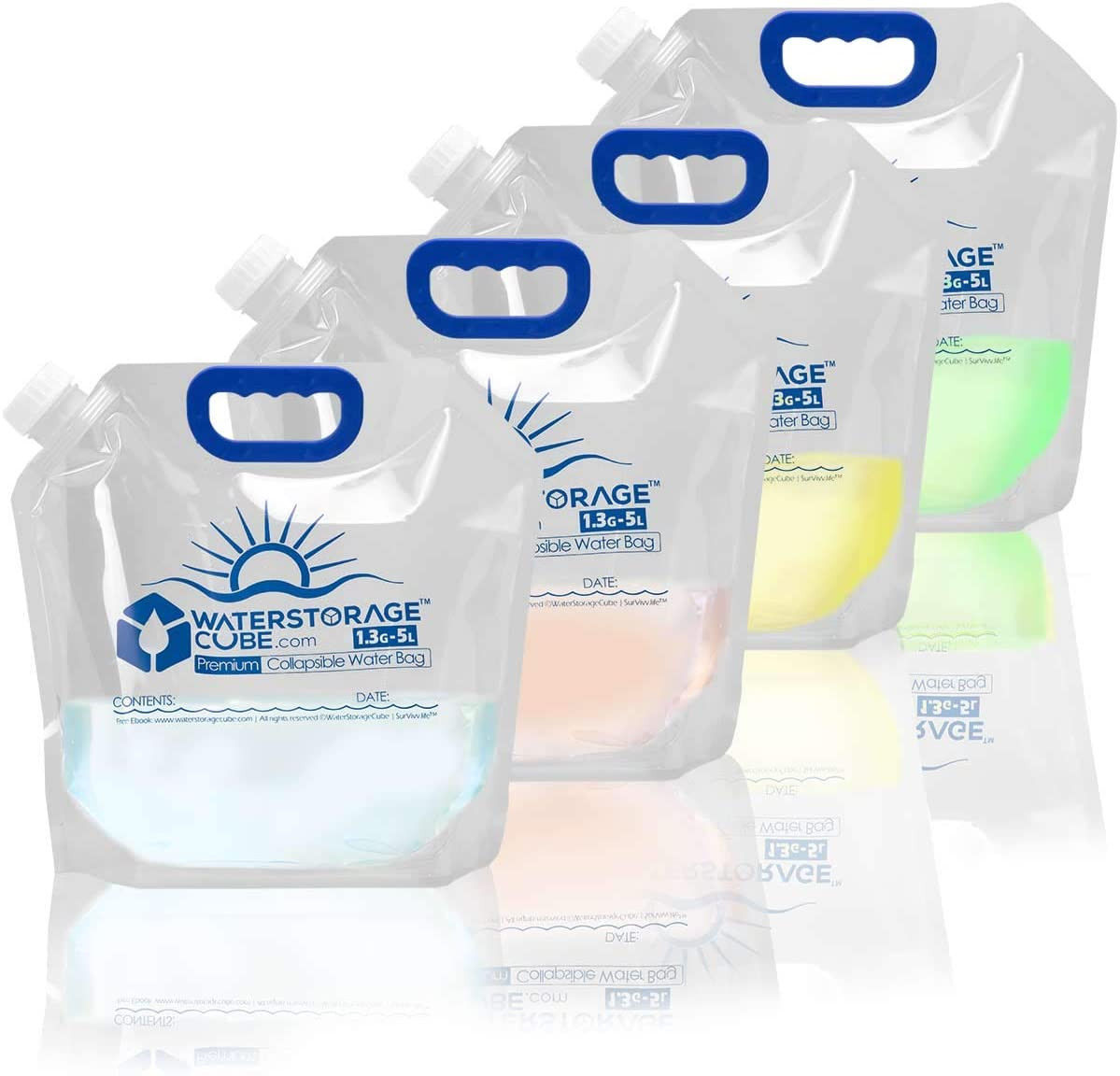Premium Collapsible Water Container Bag, BPA-Free, 1.3/2.6 Gal Camping & Emergen
