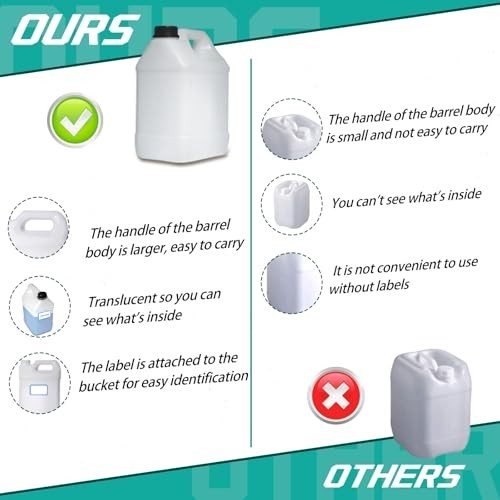 3 Pcs 1 Gallon Plastic Jugs with Lids & Handles – Reusable Liquid Storage Contai