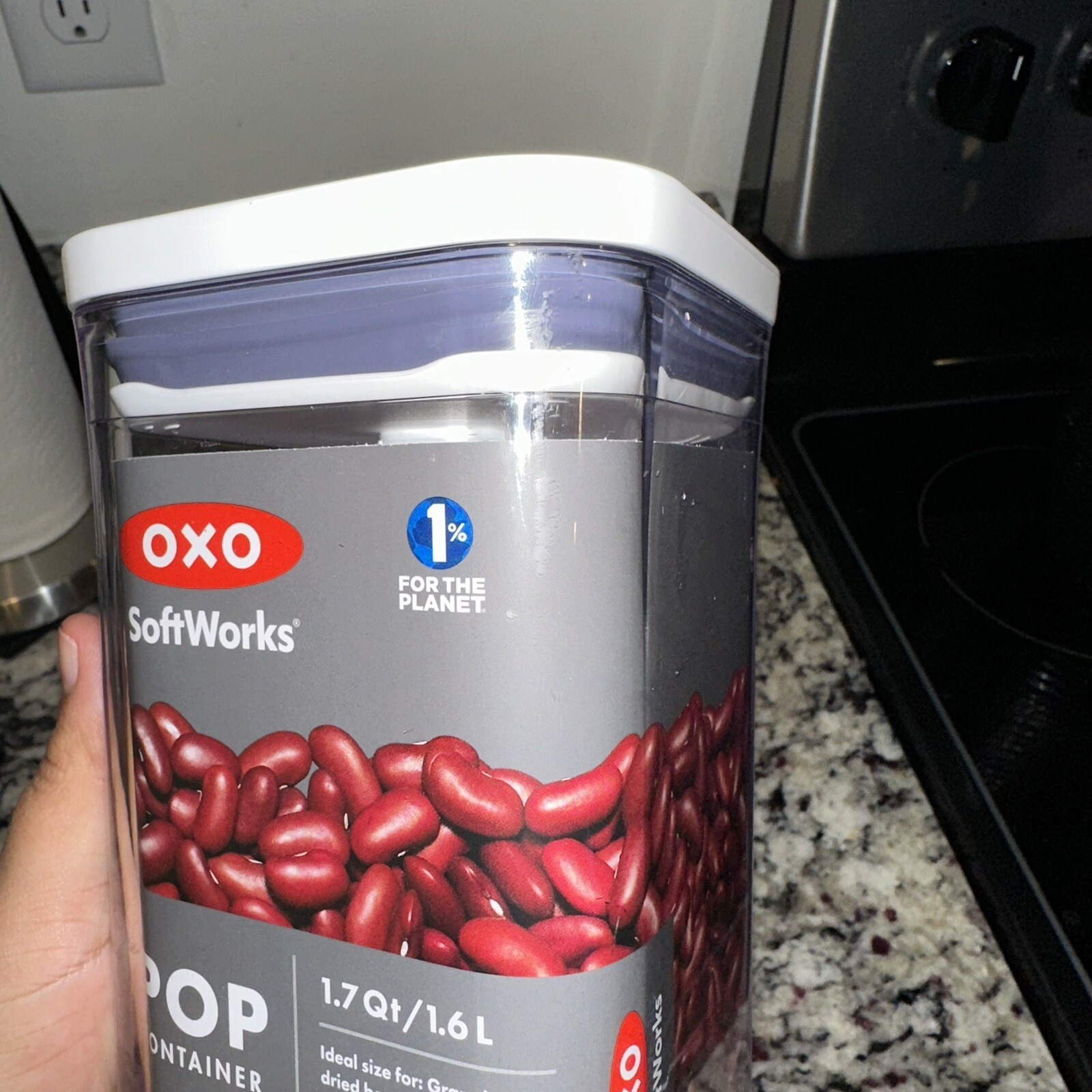 OXO POP Container, 9.5×3.5×3.5” 1.7 Qt, Airtight, Vertical Square