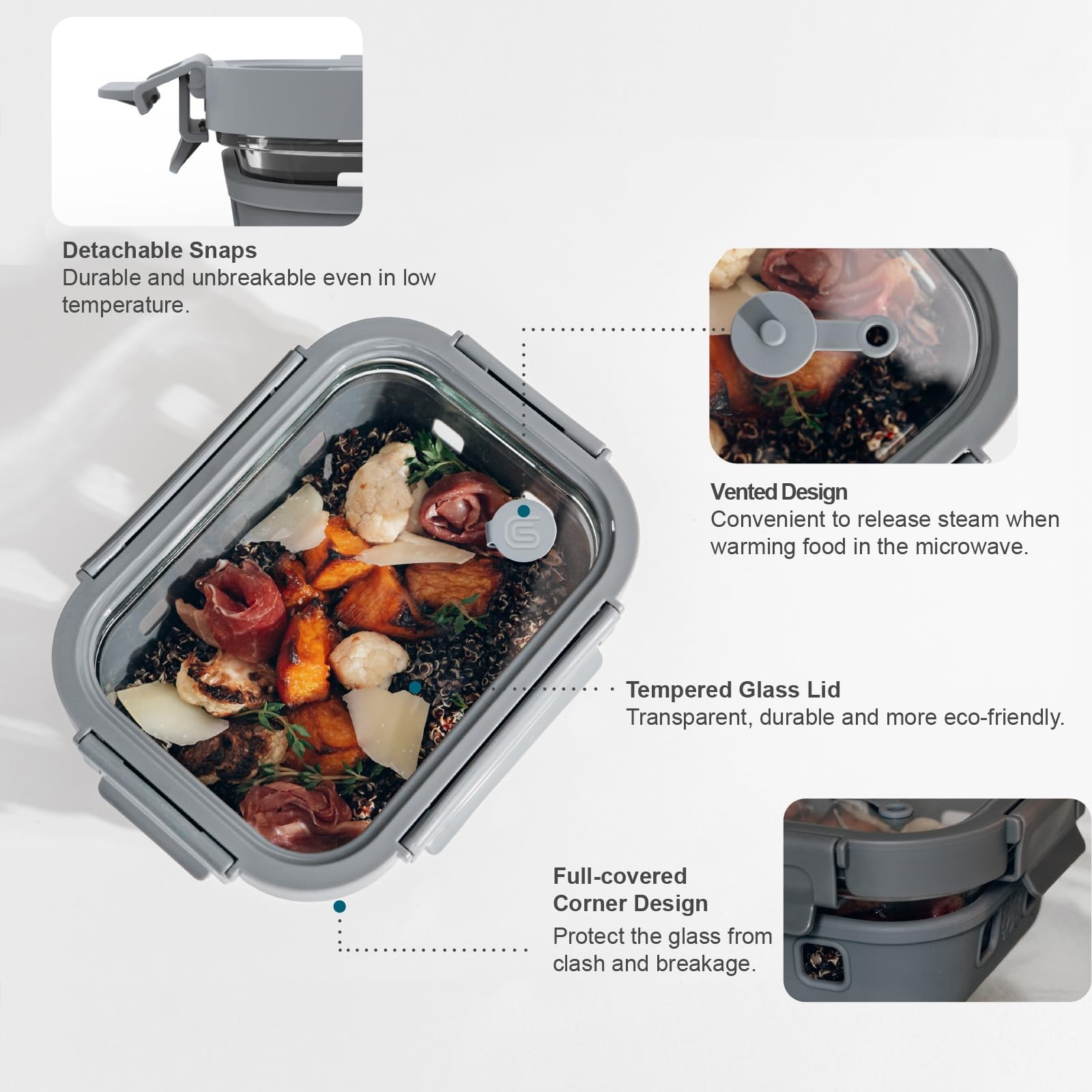 Glass Food Storage Container with Glass Lids Glass Bento Box Set Lunch Box Eco F
