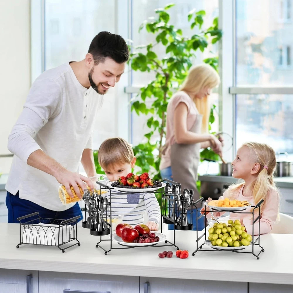 Buffet Caddy — 7-Piece Stackable Set Includes Plate, Napkin, and Silverware H…