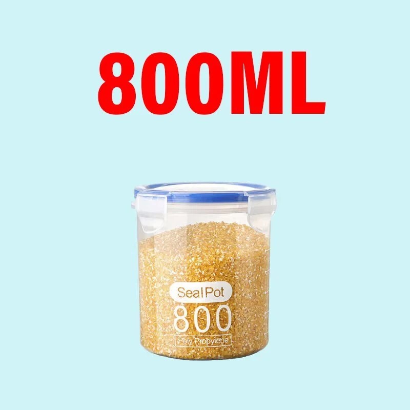 Airtight Grain Storage Container Clear Food Jar Kitchen Organizer 600-1500ML
