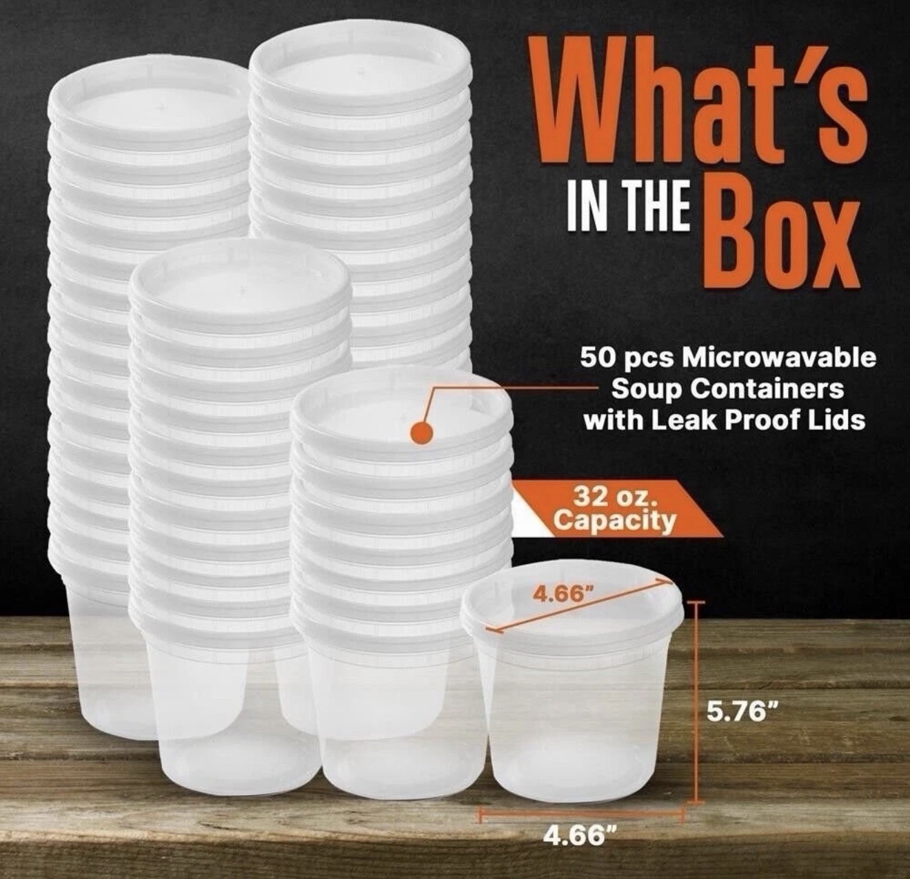 SQUATZ 50 Microwavable Soup Containers w/ Lids Freezer Safe BPA-Free, 32oz.