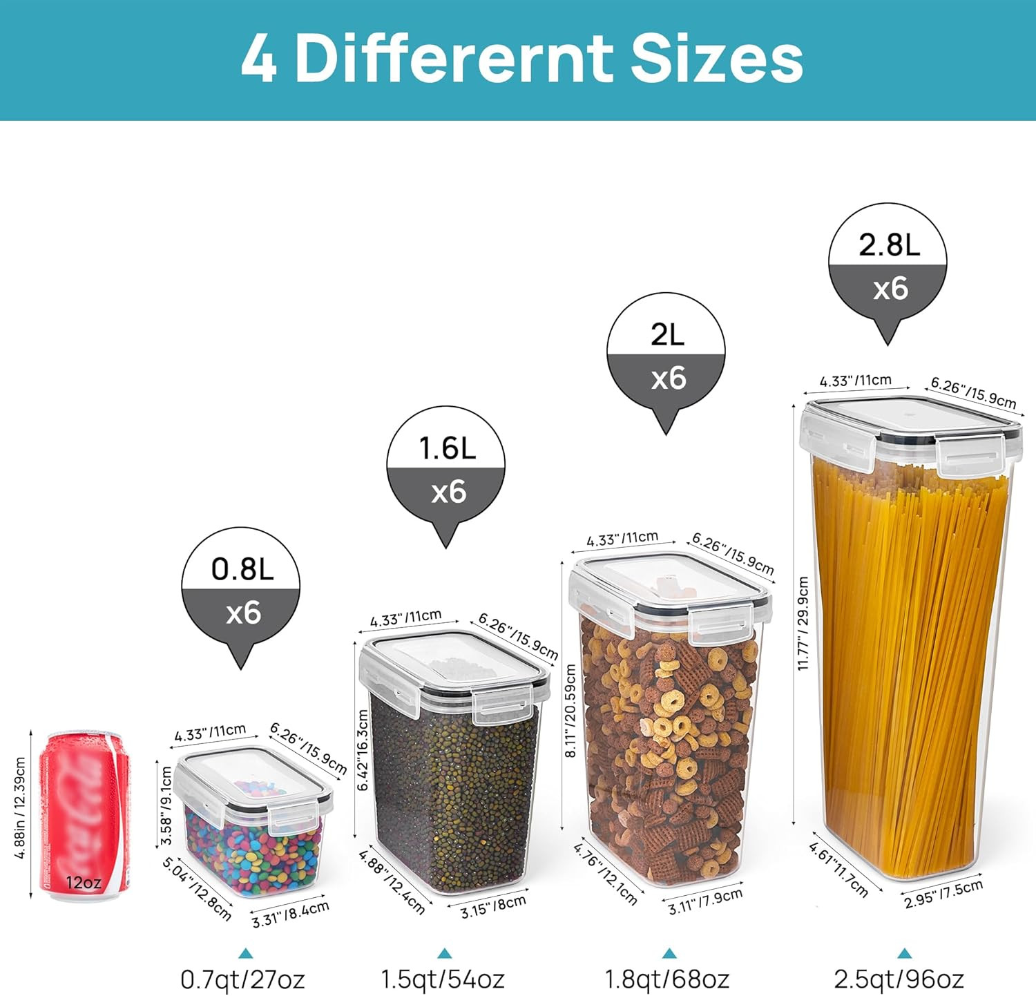 Airtight Food Storage Containers with Lids, 24 Pcs Plastic Kitchen and Pantry O