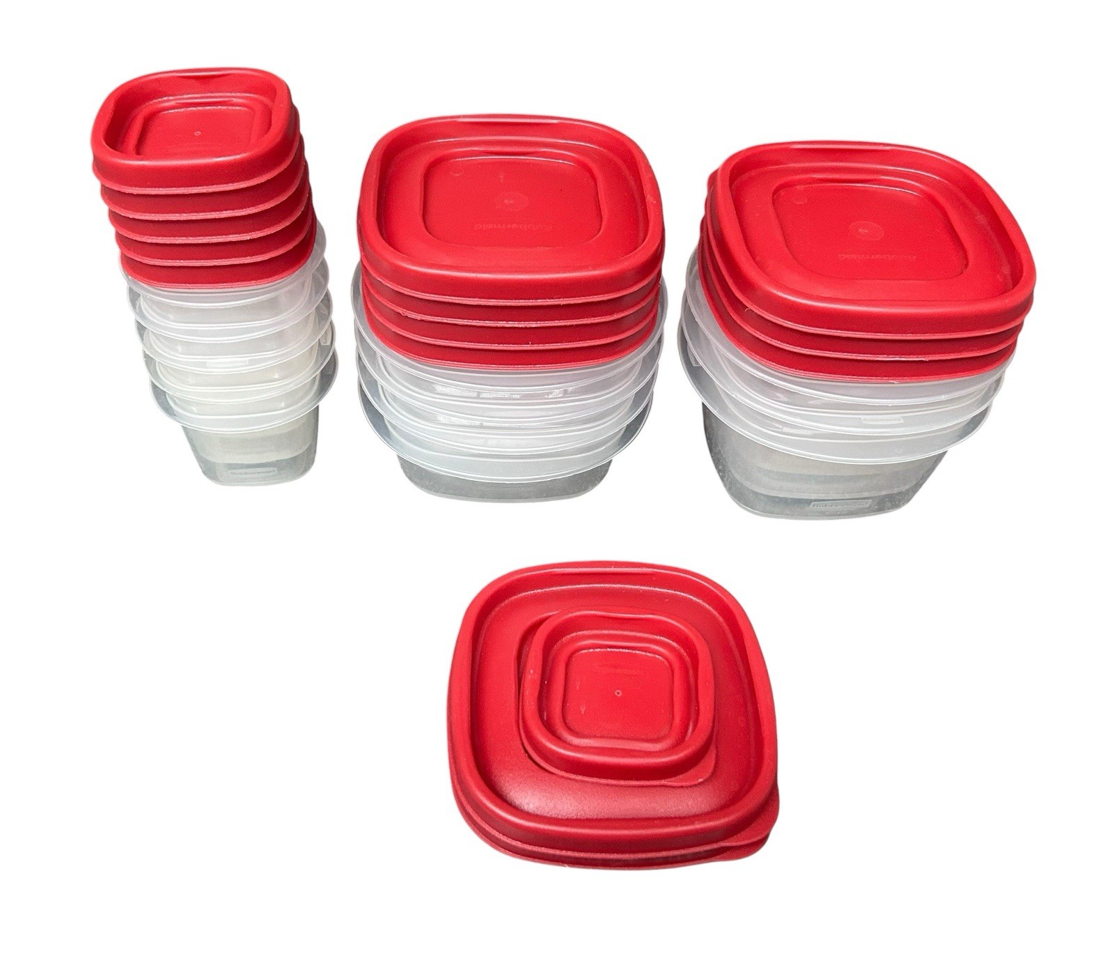 Mixed Lot Of Rubbermaid Easy Find Red Lid Storage Containers – 12 Con. & 15 Lids