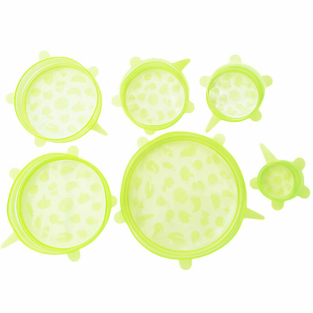 6pcs Reusable & Adjustable Universal Silicone Food Covers, Stretch Bowl Wrap Lid