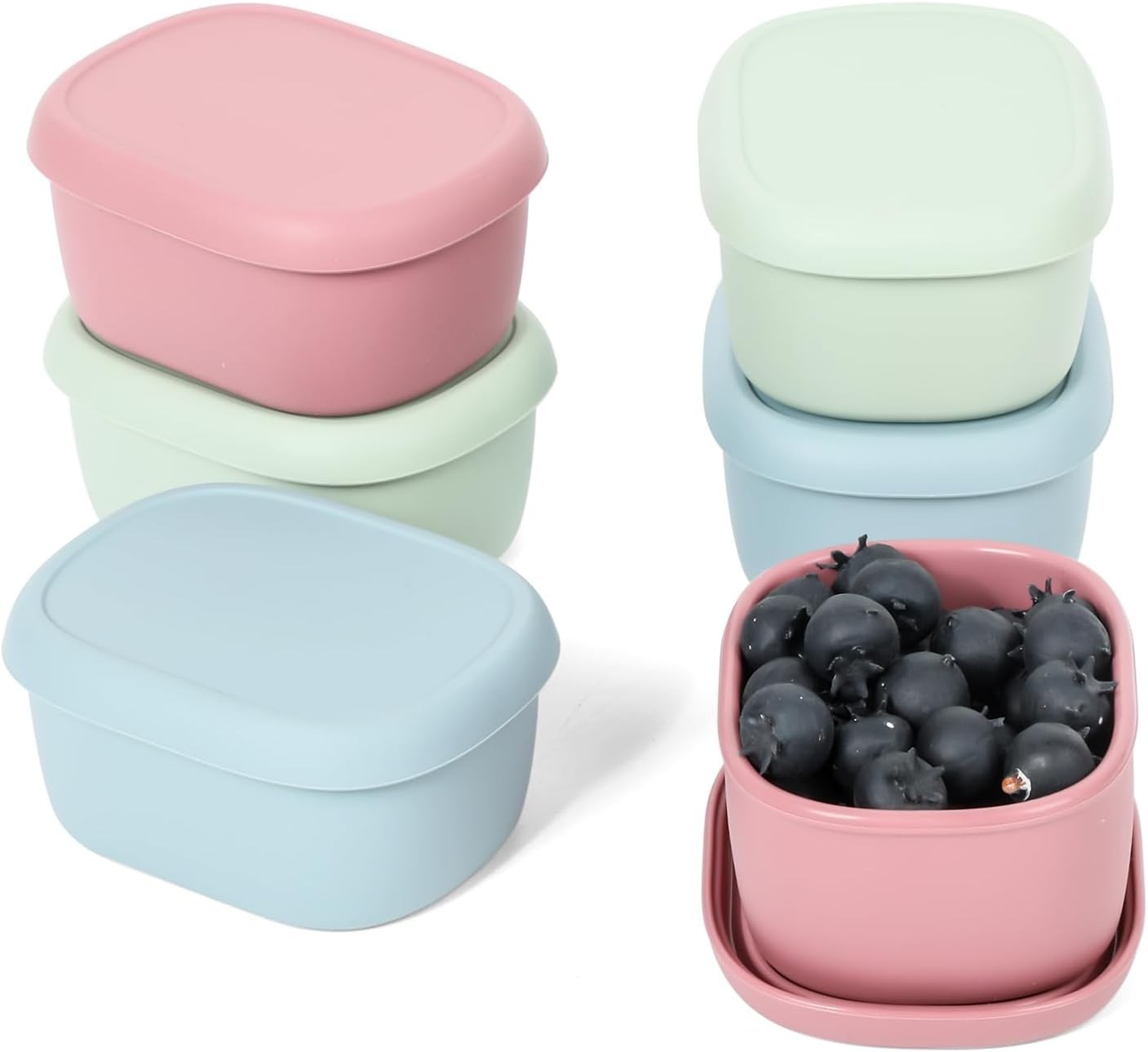 6 pcs 7 oz Silicone Snack Containers for Kids Small Food Containers with Lids…
