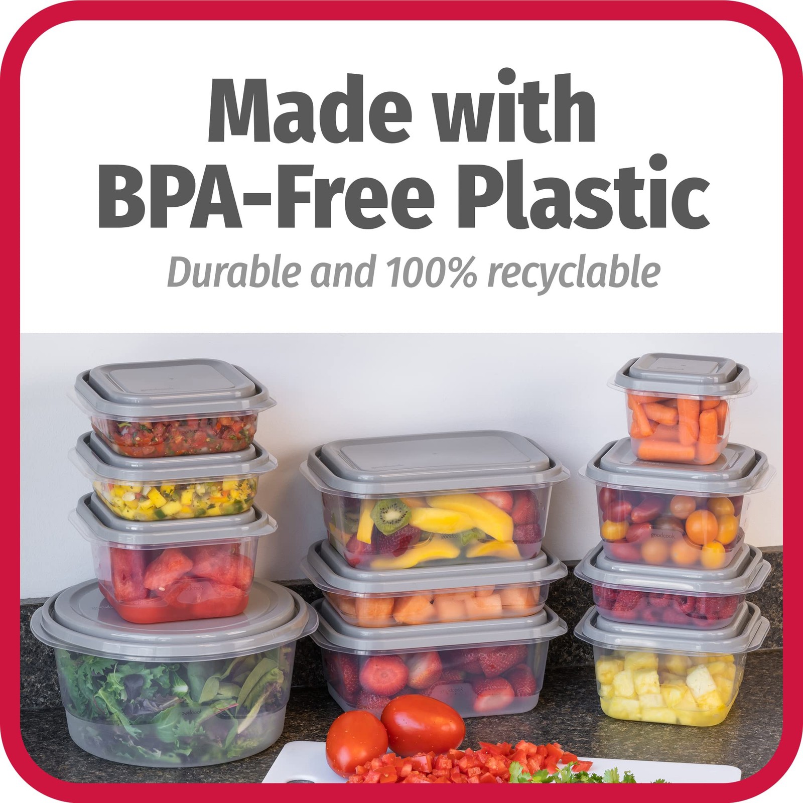 GoodCook EveryWare 60pc Container Set, BPA Free – 60-Piece Food Microwave and