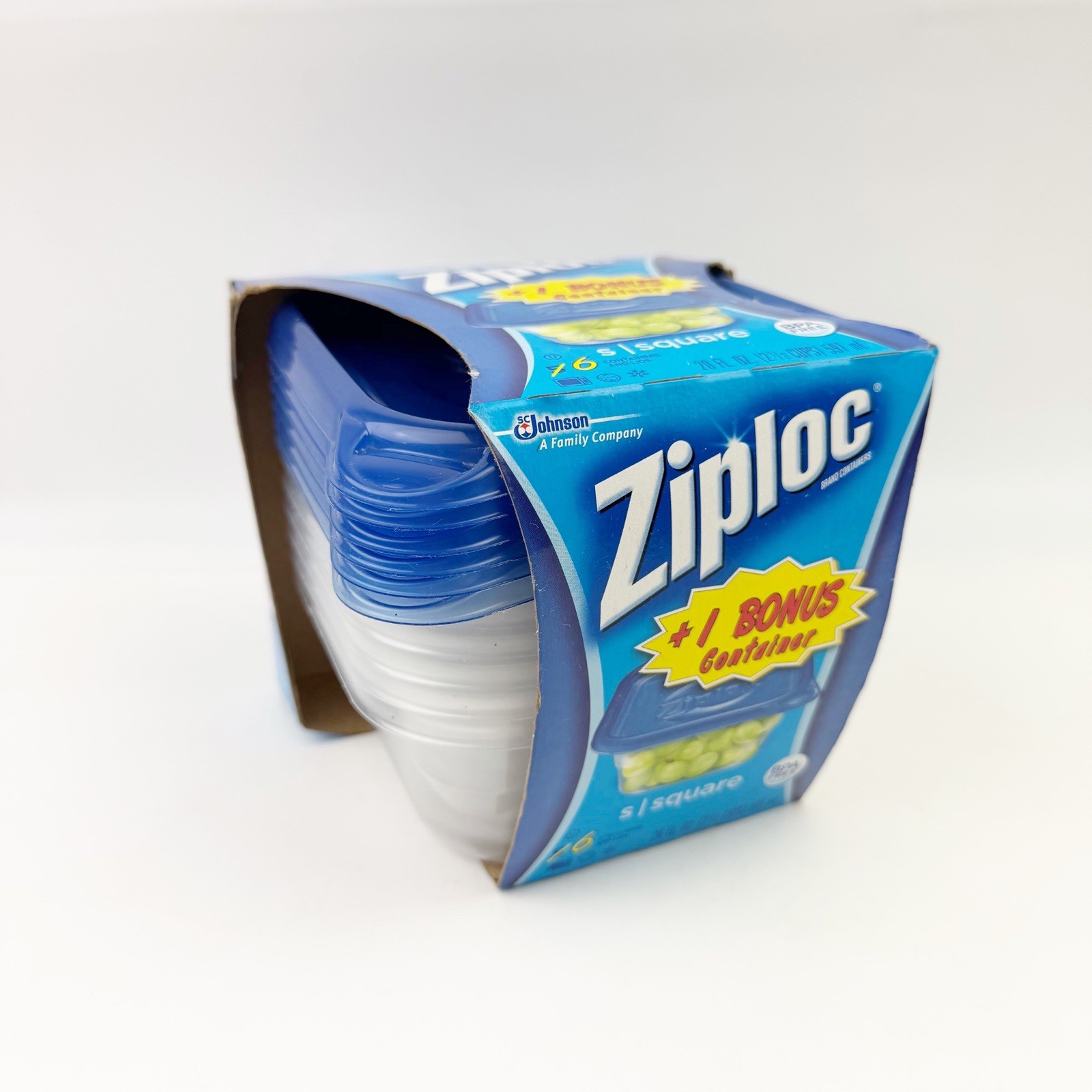 NEW Ziploc Snap ‘n Seal Small Square Containers 20 oz 6 Containers Lids 2.5 C