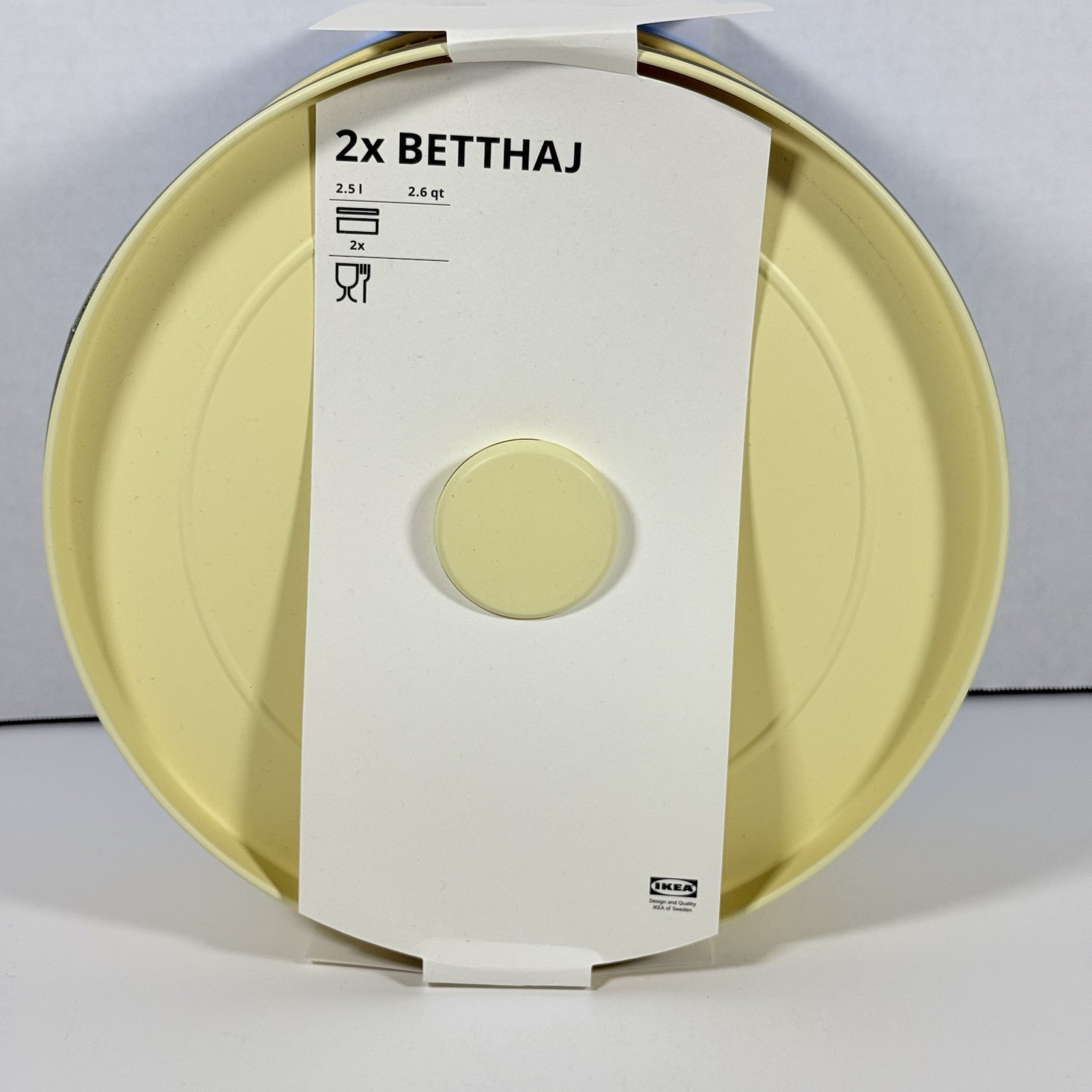 New IKEA BETTHAJ Tin w/ Lid for Cookies Pale Yellow Pale Blue 2.6 qt 2.5L