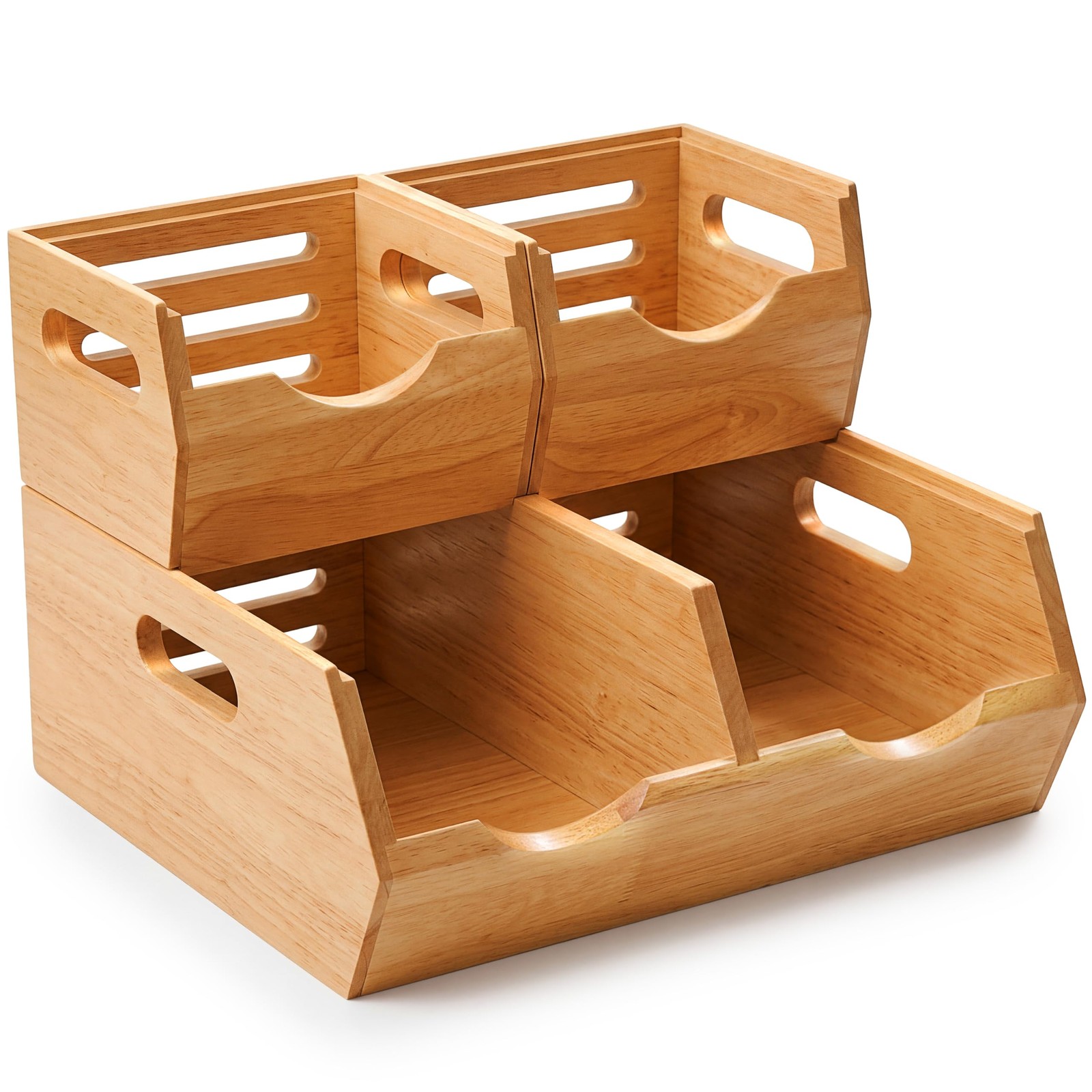 Stackable Solid Wood Storage Bins for Pantry & Countertop, Ventilated Potato …
