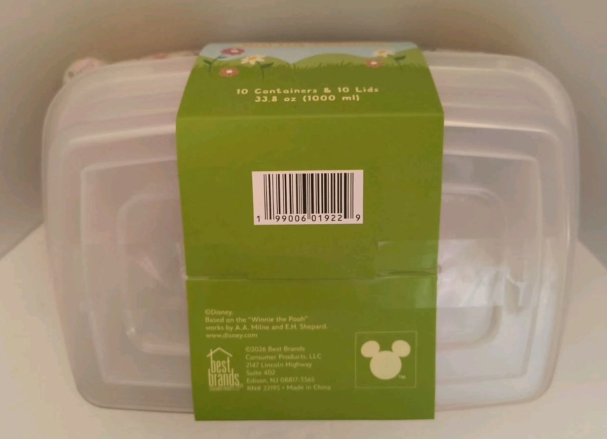 Winnie the Pooh Summertime Fun 20 Piece Meal Prep Food Storage Containers NEW!