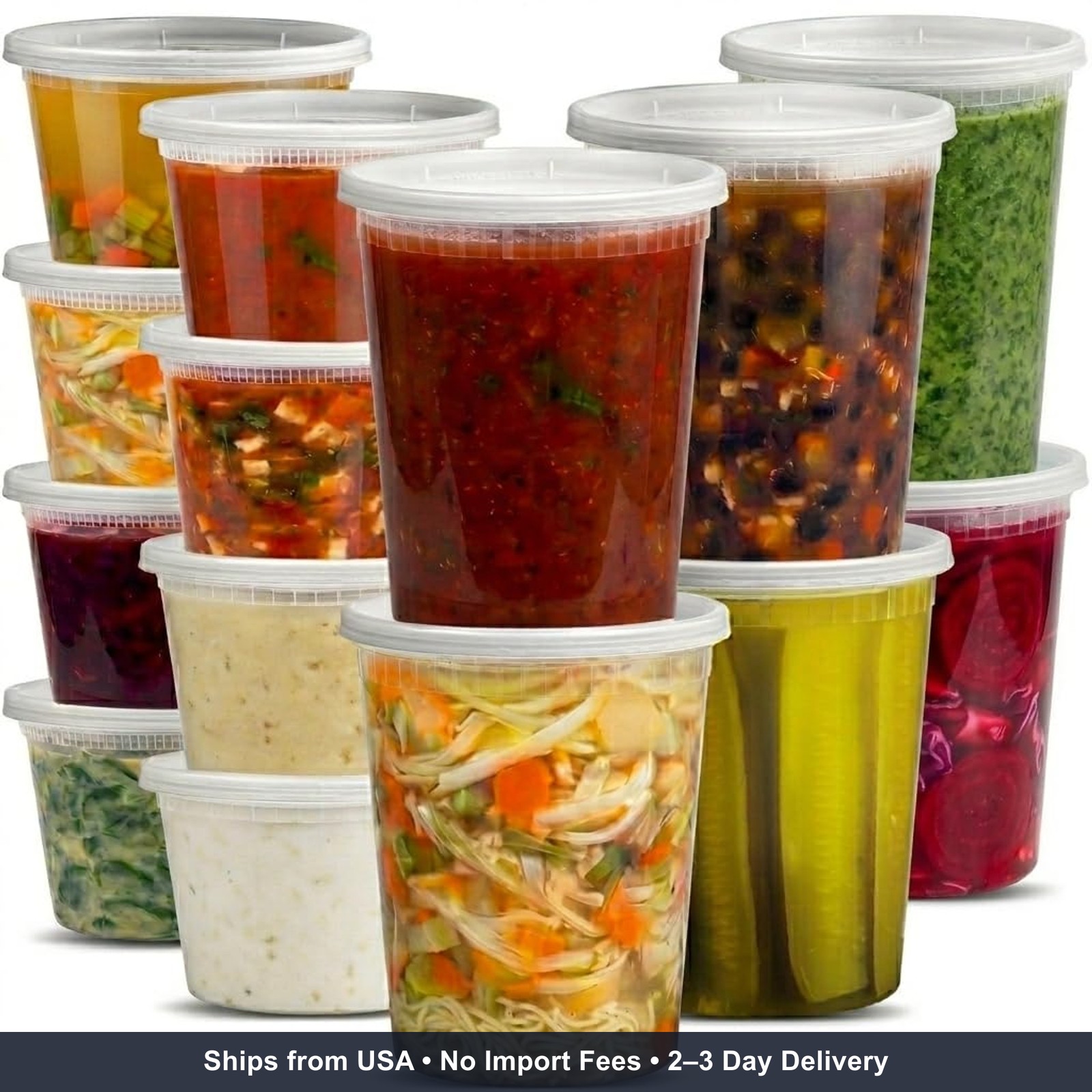 16 Sets 16oz 32oz Food Storage Containers Leak Proof Microwave Safe Freezer