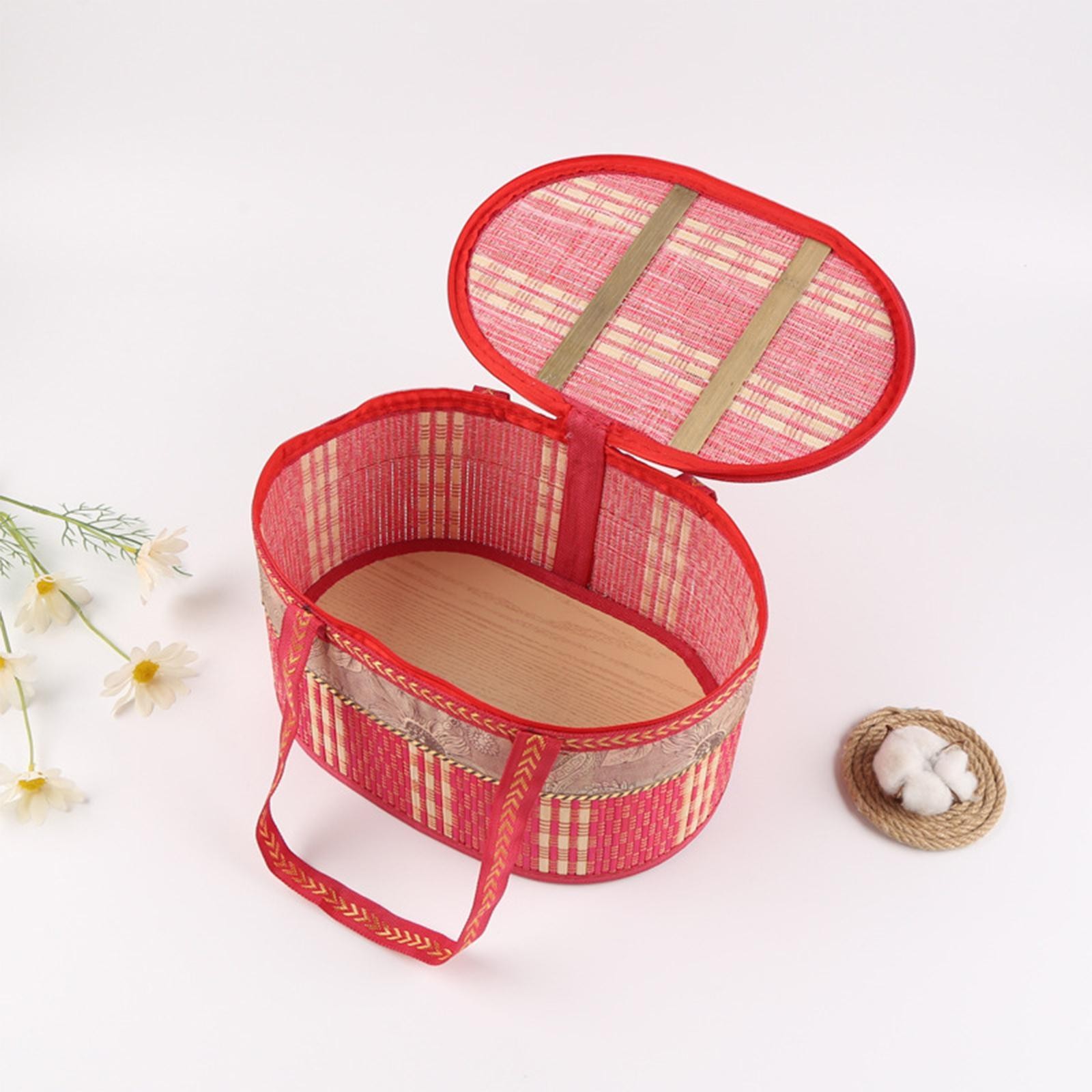 Folding Bamboo Basket Farm Eggs Storage Picnic Outdoor Versatile Gift Wrapping