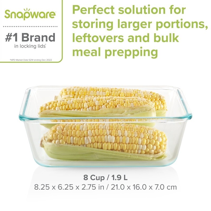 Airtight Glass Food Storage Container 8 Cup Leak Proof Stackable BPA Free New