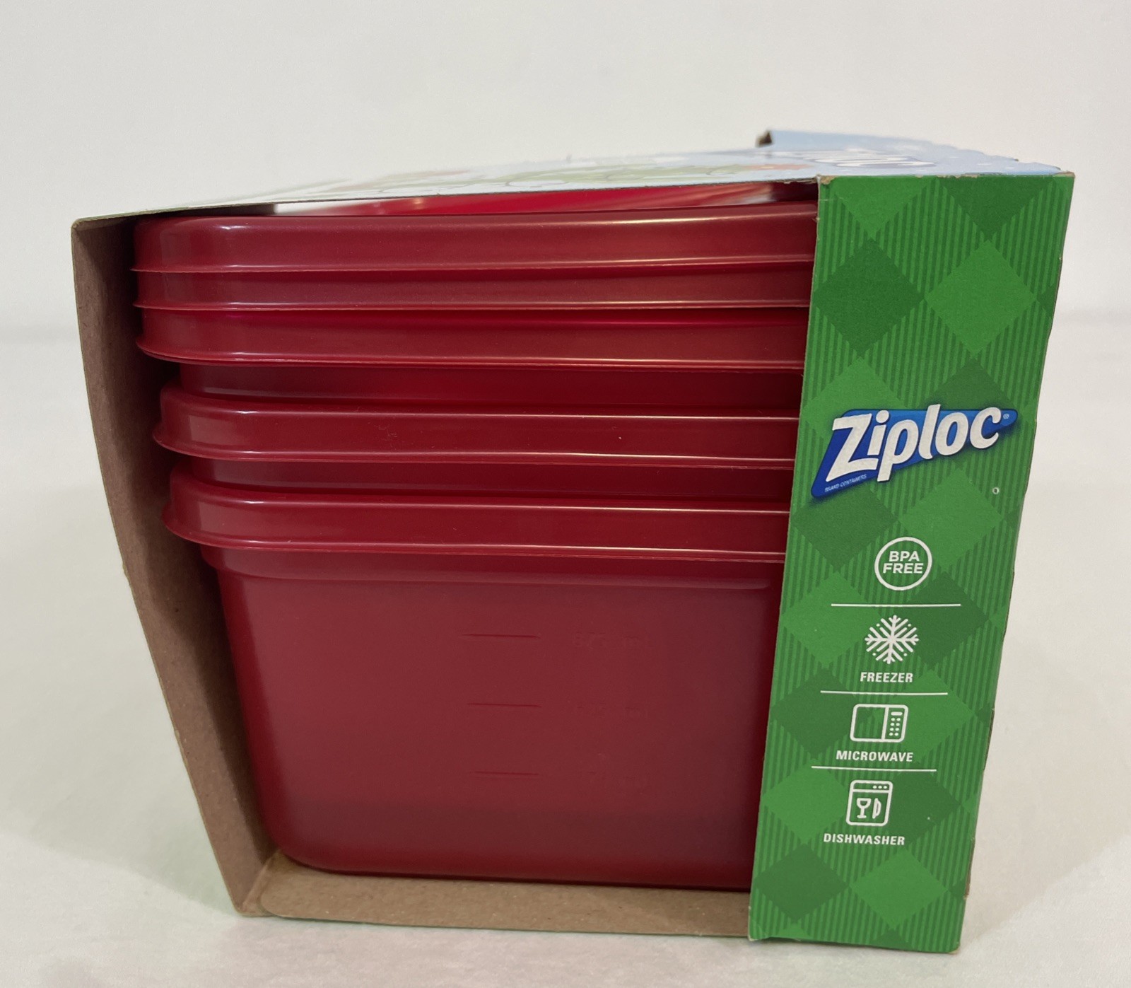 Ziploc Limited Edition Holiday Red Medium Square Containers With Lids 3 Count