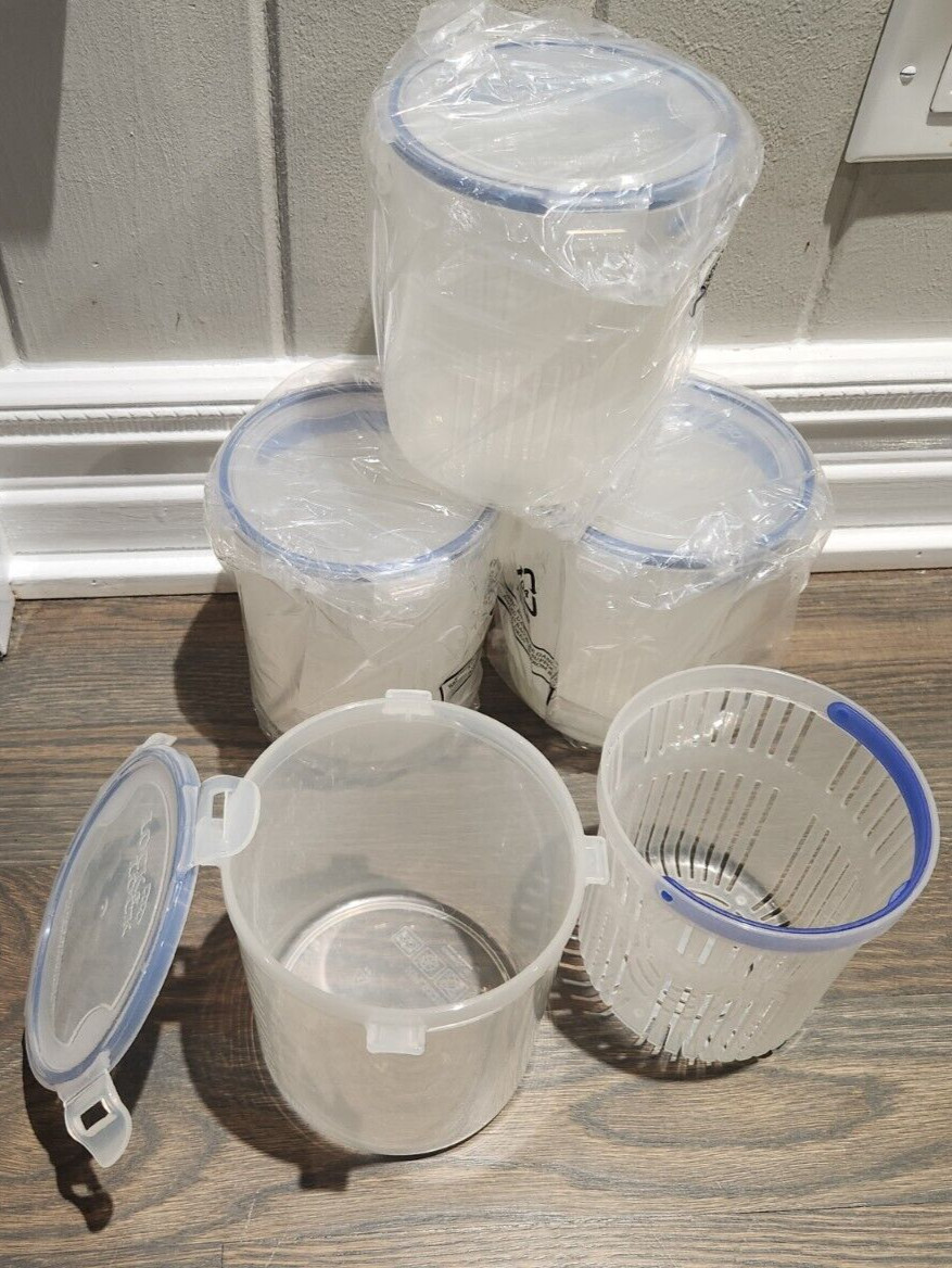 Lot of 4 LOCK & LOCK HPL933BT Pickle Container 1.4L NEW JH38