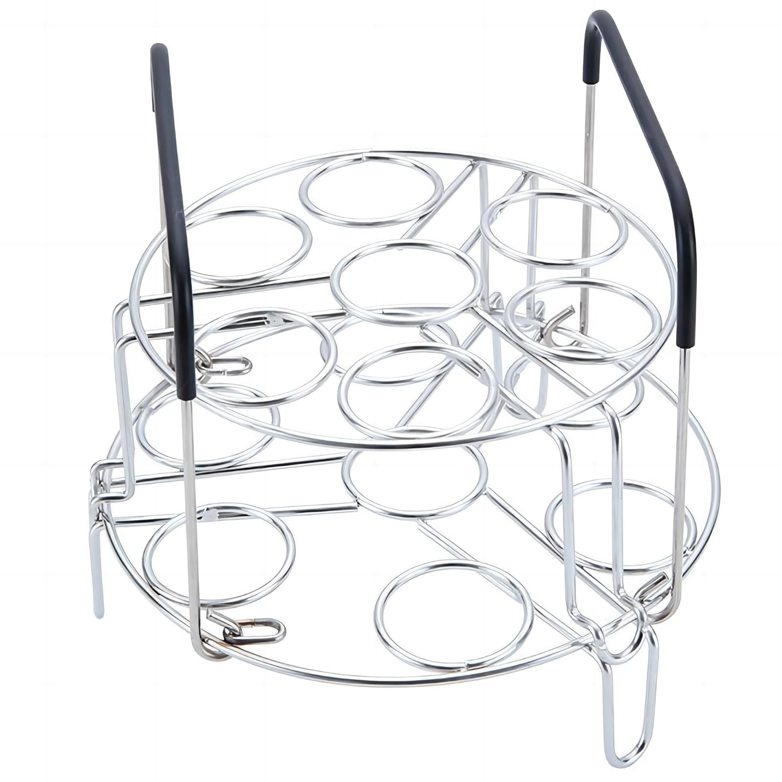 2-Tier Stainless Steel Egg Holder with Silicone Handles, 14 Egg Capacity Stac…
