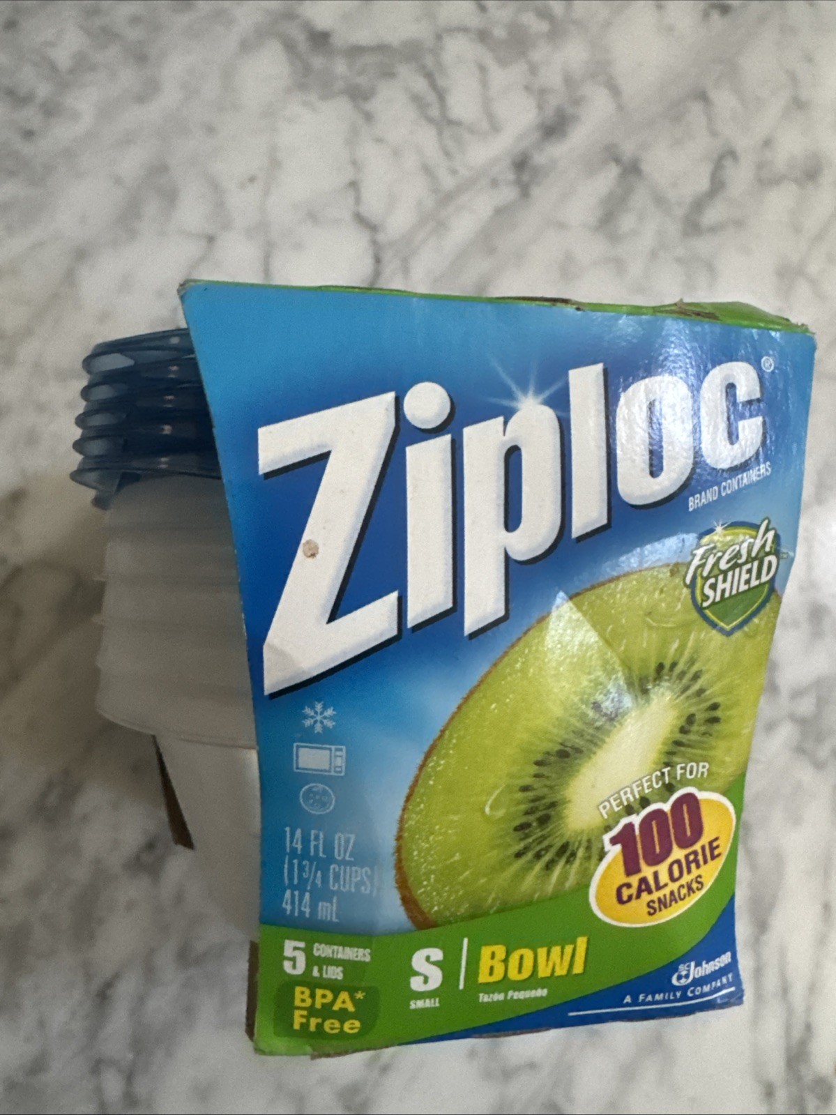 VTG Ziploc Container Small Bowl 5 Ct (Pack of 1) Clear Blue Stackable Storage