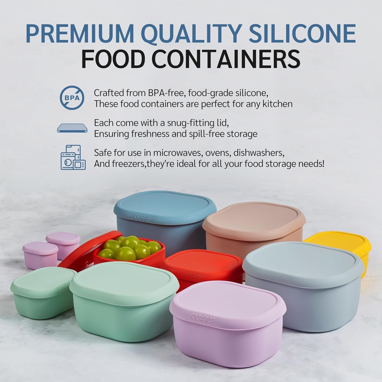 12Pcs/Set Nesting Silicone Food Storage Containers W/ Lids BPA Free Reusable