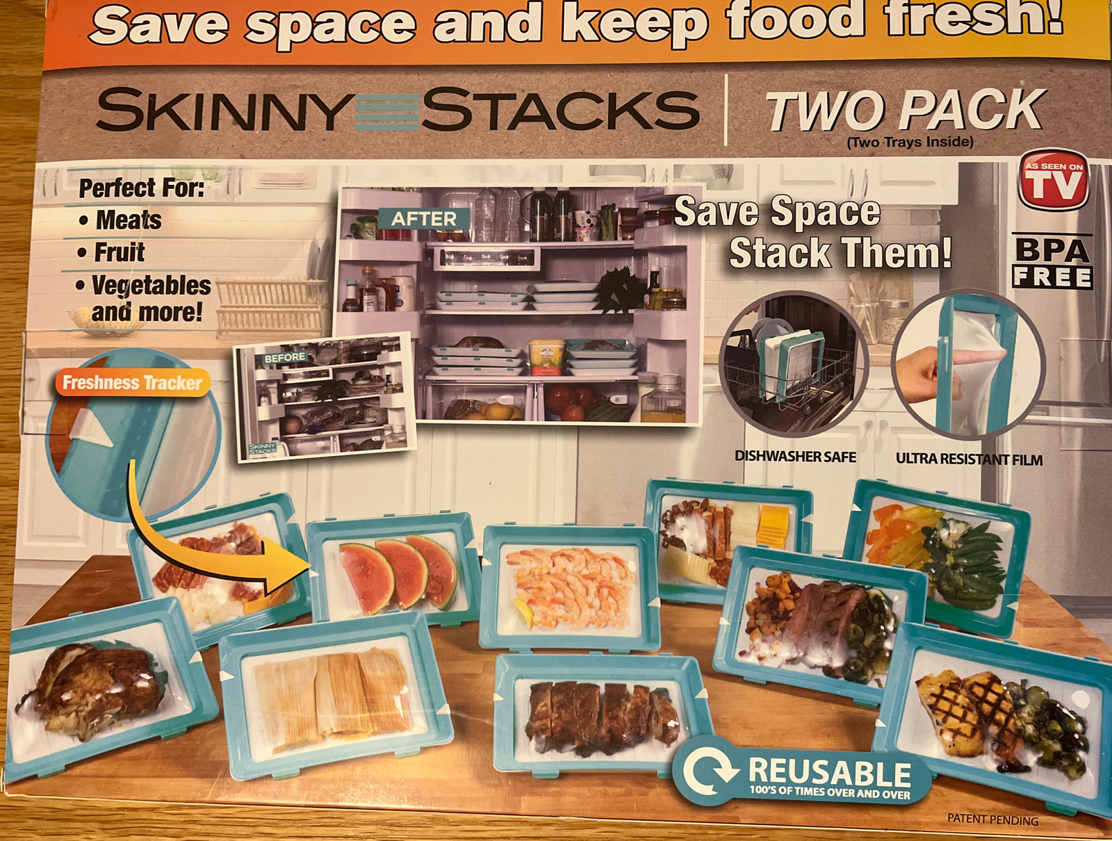 Set of 2 Skinny Stacks Food Storage Trays **Brand New