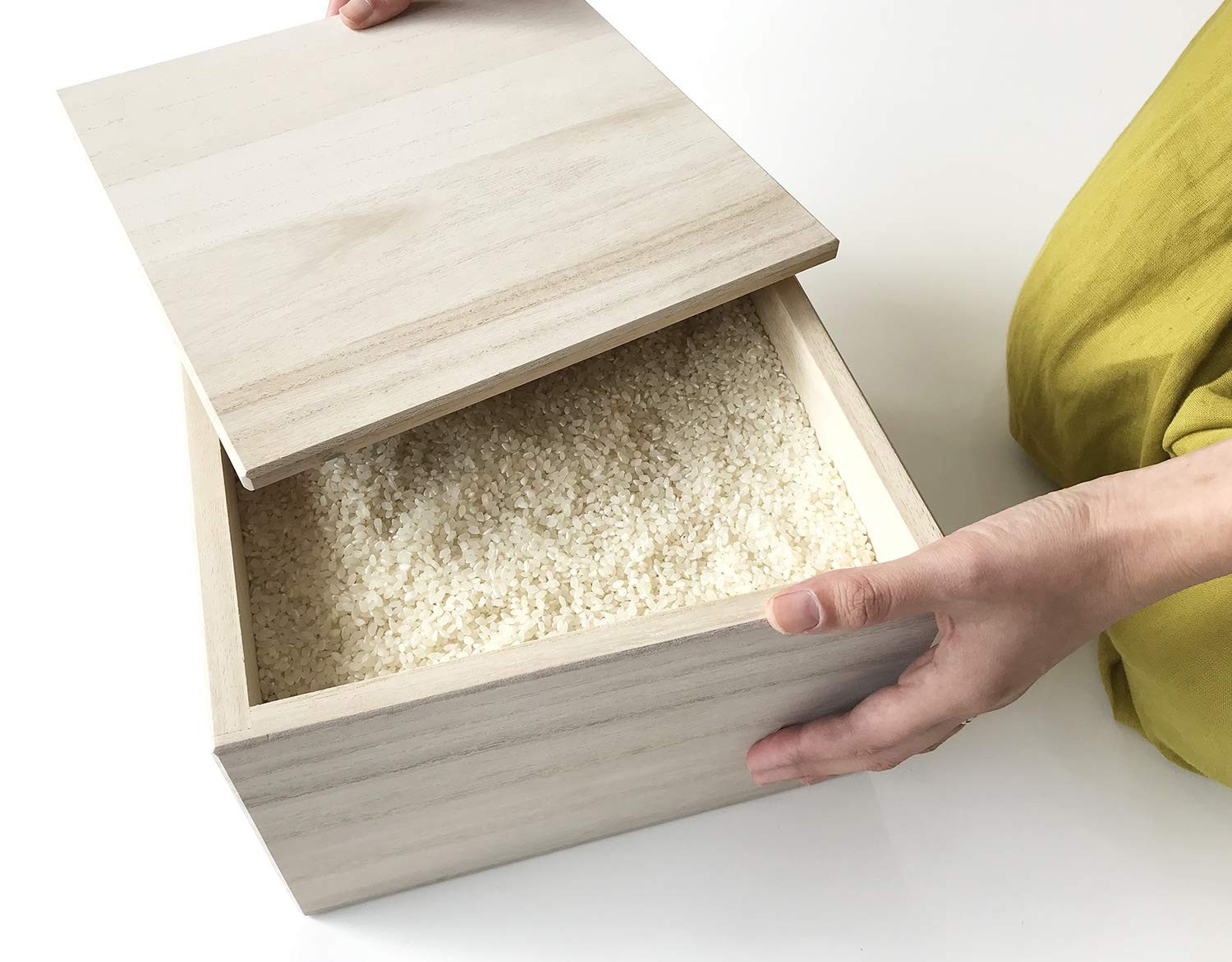 KATOMOKU Paulownia Rice Bin 5kg Storage White Wood Japan