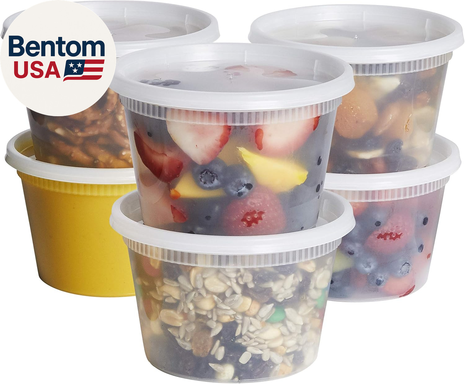 [48 Sets 16 Oz. Plastic Deli Disposable Food Storage Containers with Airtight Li