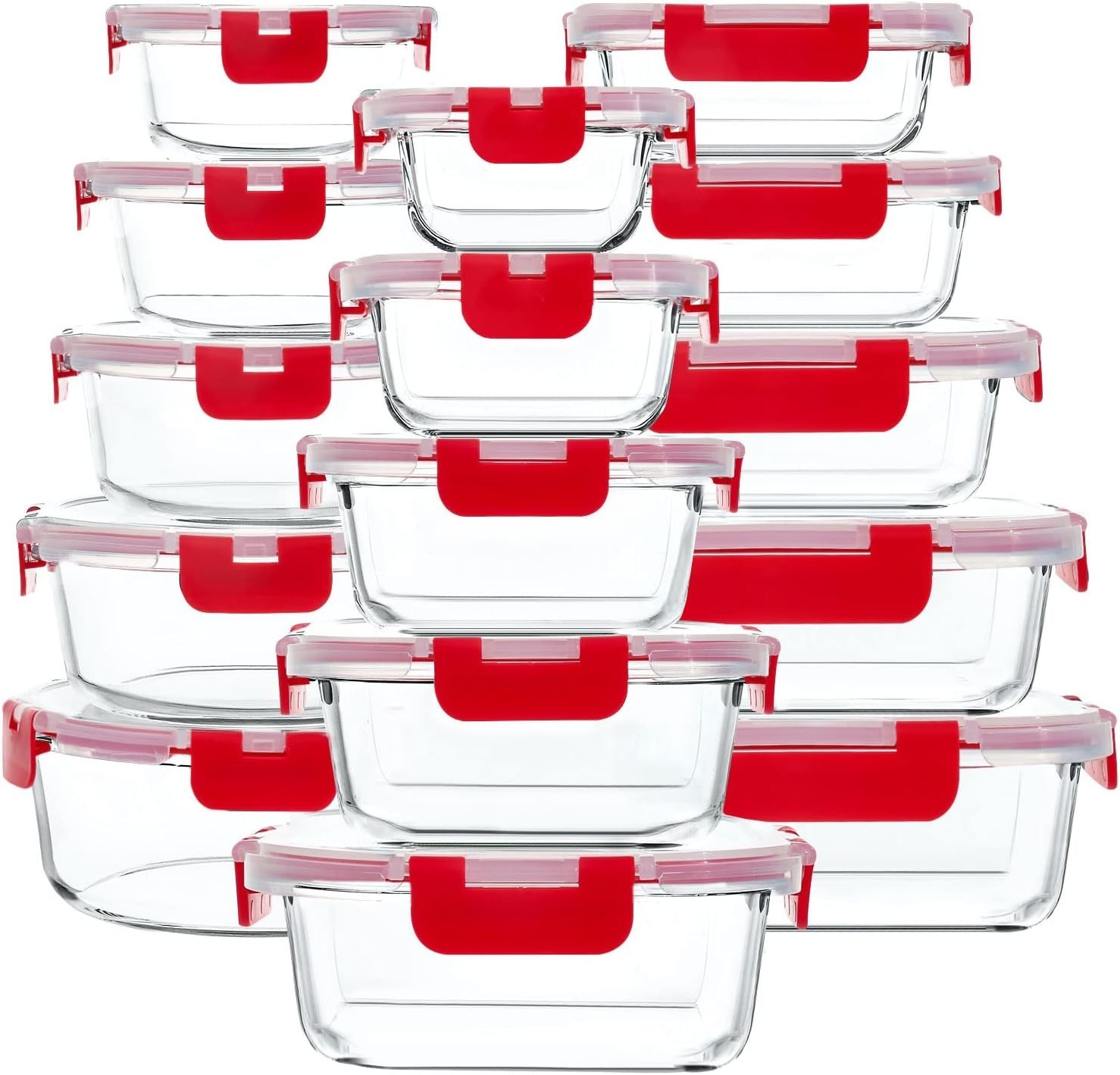 30 Pieces Glass Food Storage Containers with Upgraded Snap Locking Lids,Glass…