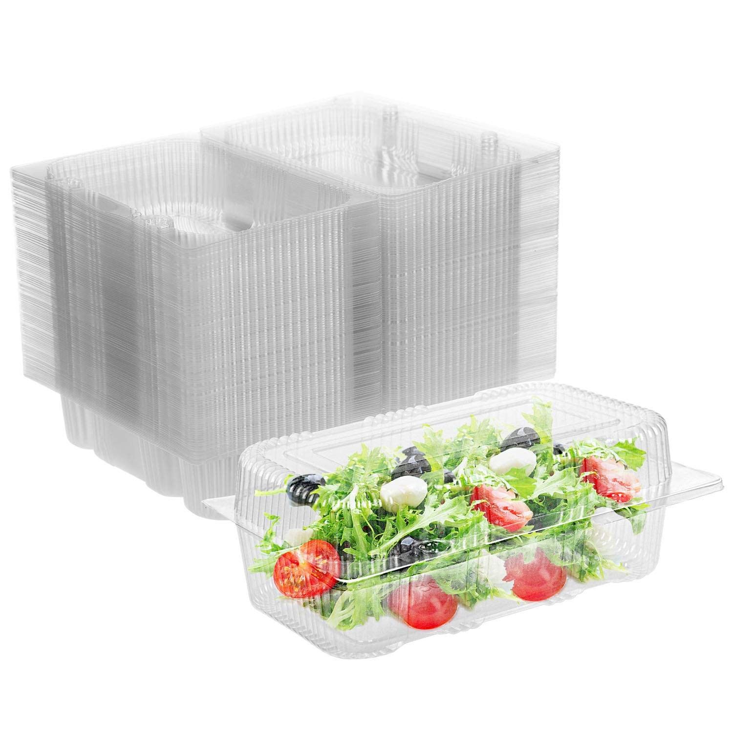 Kaderron Disposable Plastic Hinged Food Container – 70 Pcs Clear Hinged Containe