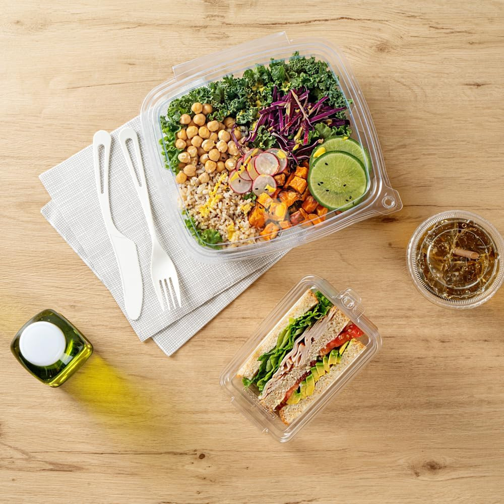 Durable Triangle Take Out Containers – 100 Tamper-Evident Sandwich Boxes