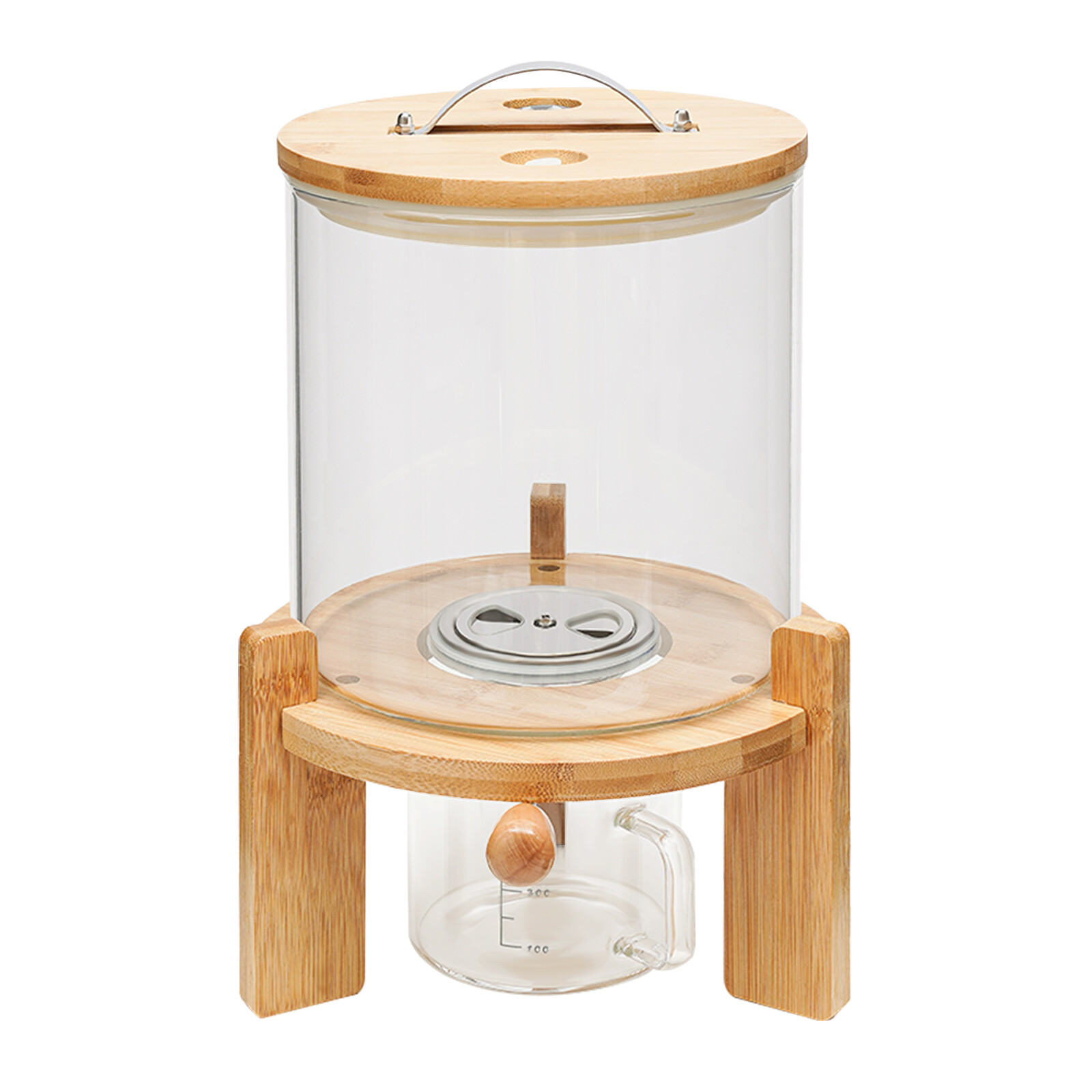 Cereal Dispenser, Vertical Cereal Storage, 5l Large Capacity, Clear Glass Body