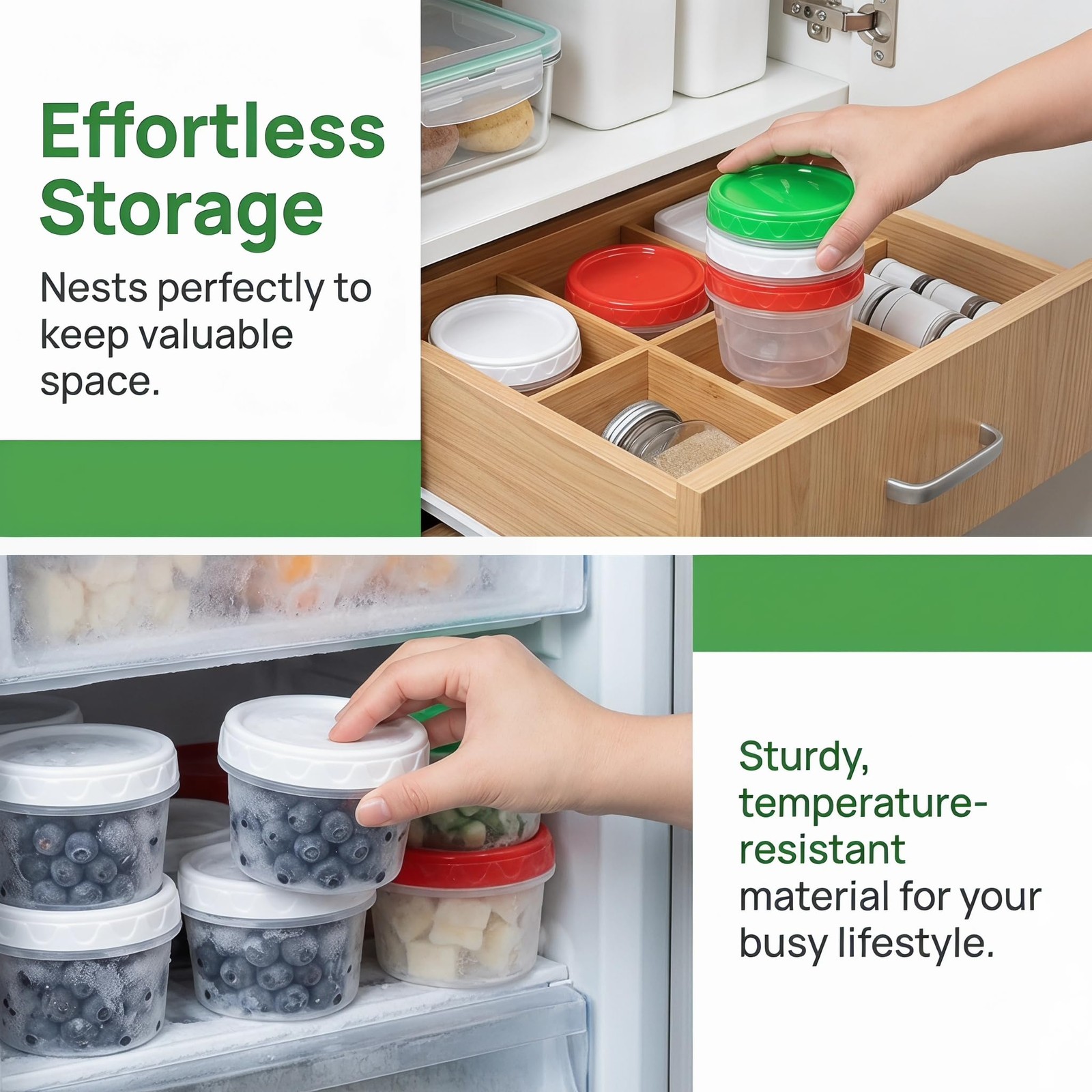8 oz Small Freezer Containers with Lids Stackable Plastic Food Storage Contai…