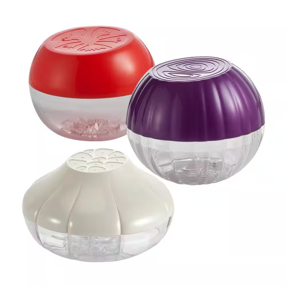 Hutzler Food Savers Onion Tomato Garlic Keepers BPA Free Clear Bottom 3-Piece