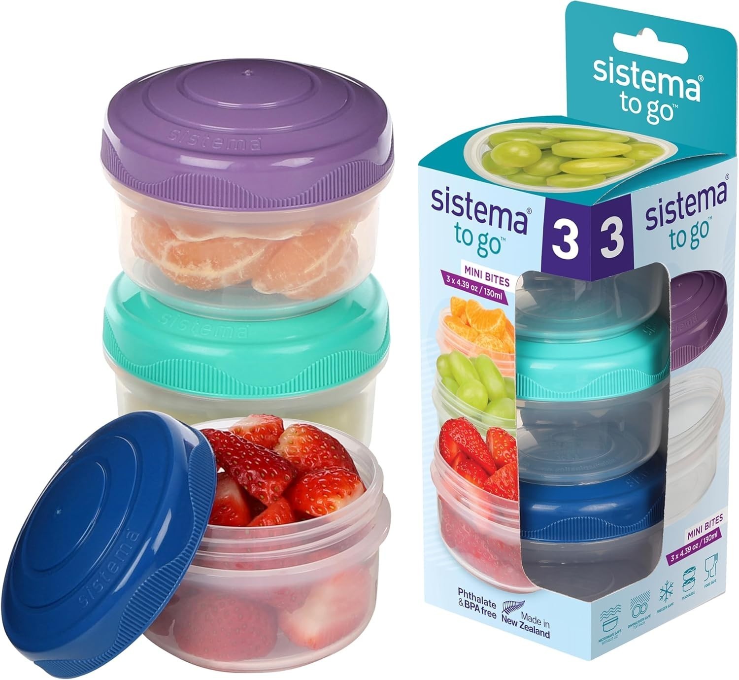 Lunch Collection Food Storage Containers 6.7 oz./0.2 L Pink/Green/Blue 3 Count