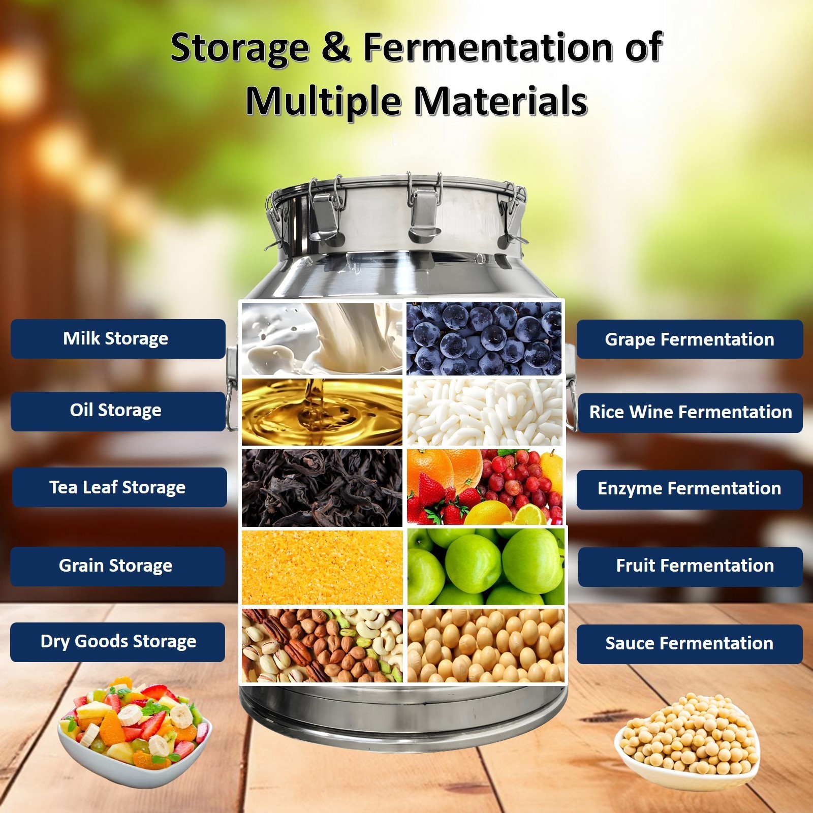 304 Stainless Steel Fermenter Tank 64L Capacity Sealing Storage Tank with Faucet