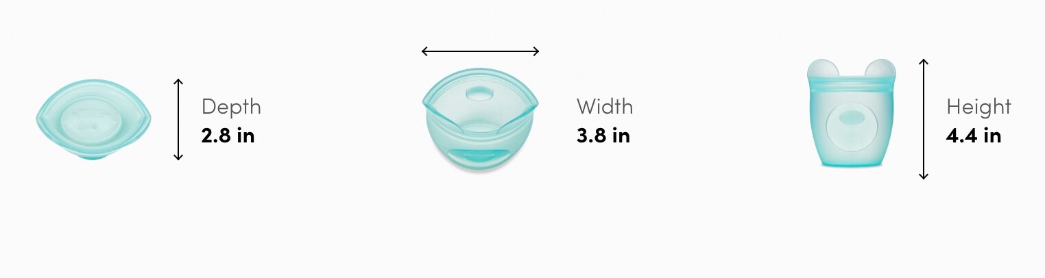 Zip Top 100% Silicone Baby Snack 4oz Containers Dog, Bear, Cat (Set of 3) New