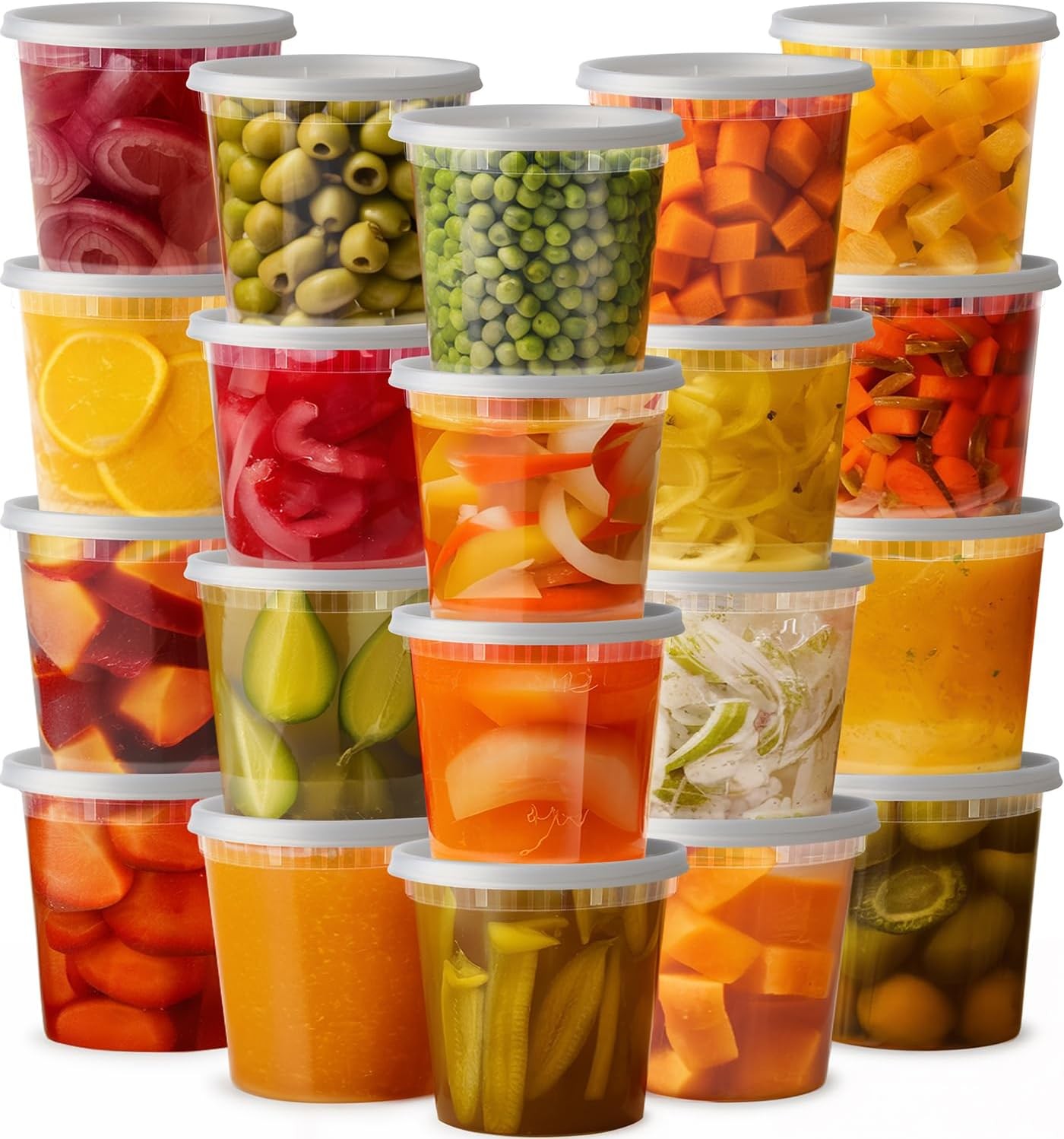24 Count Plastic Food Storage Deli Containers W/ Lids Disposable 24 oz