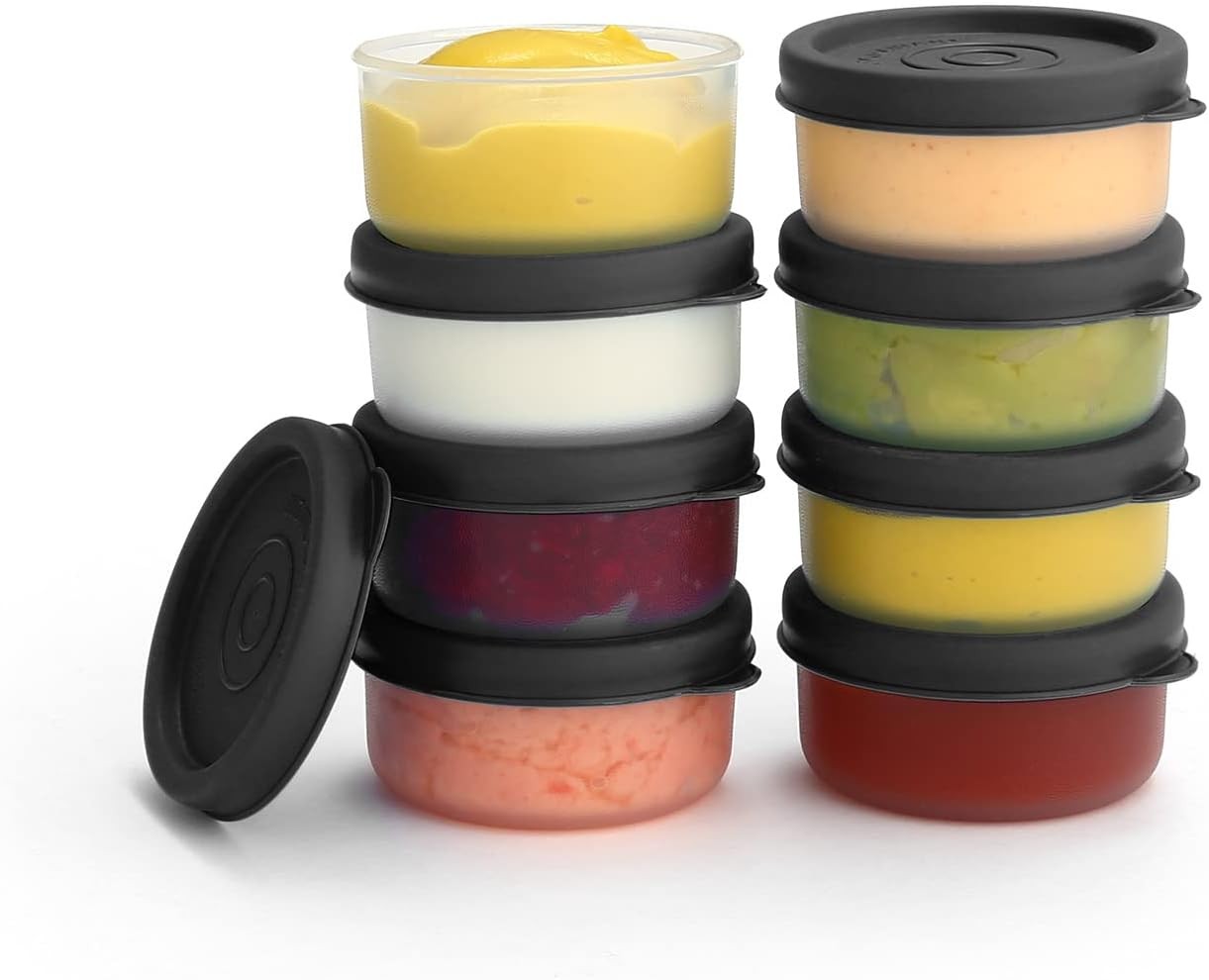Condiment Cups Containers with Lids-8 pk. 1.3oz.- Sauce Cups Leak proof Reusable