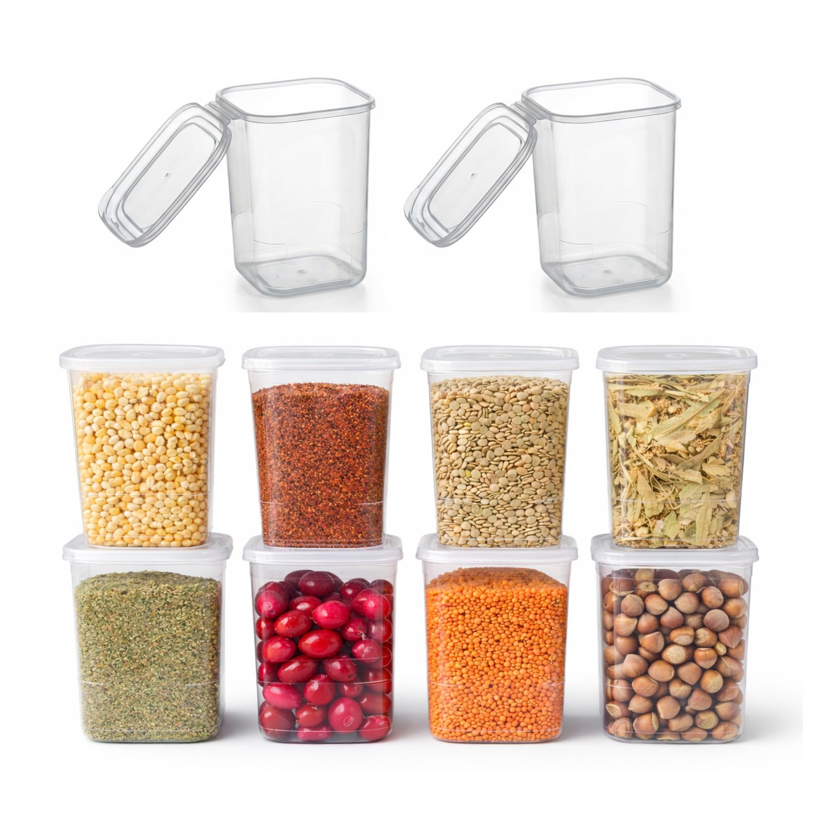 10 Pack 39 oz Airtight Food Storage Containers with Attached Hinged Lids – St…
